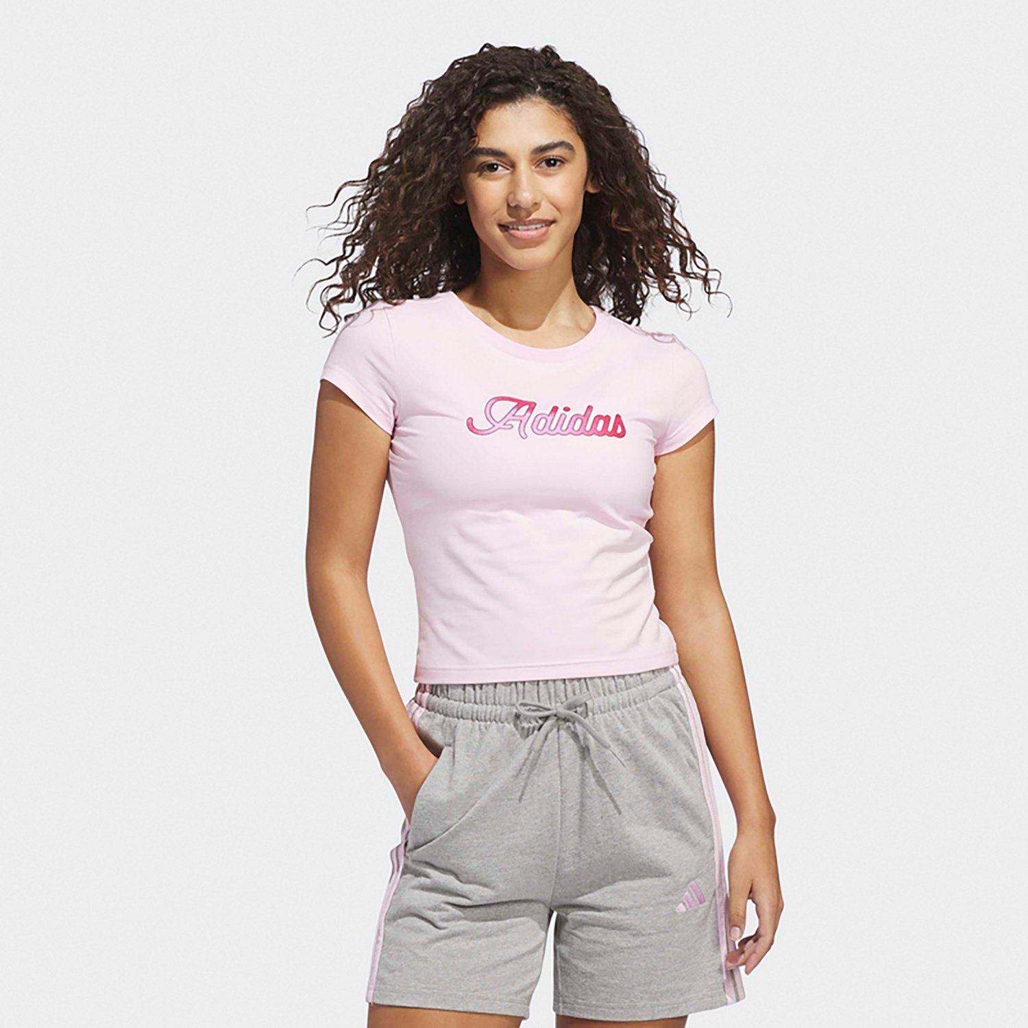 adidas Women's Metallic Logo Graphic Baby T-Shirt