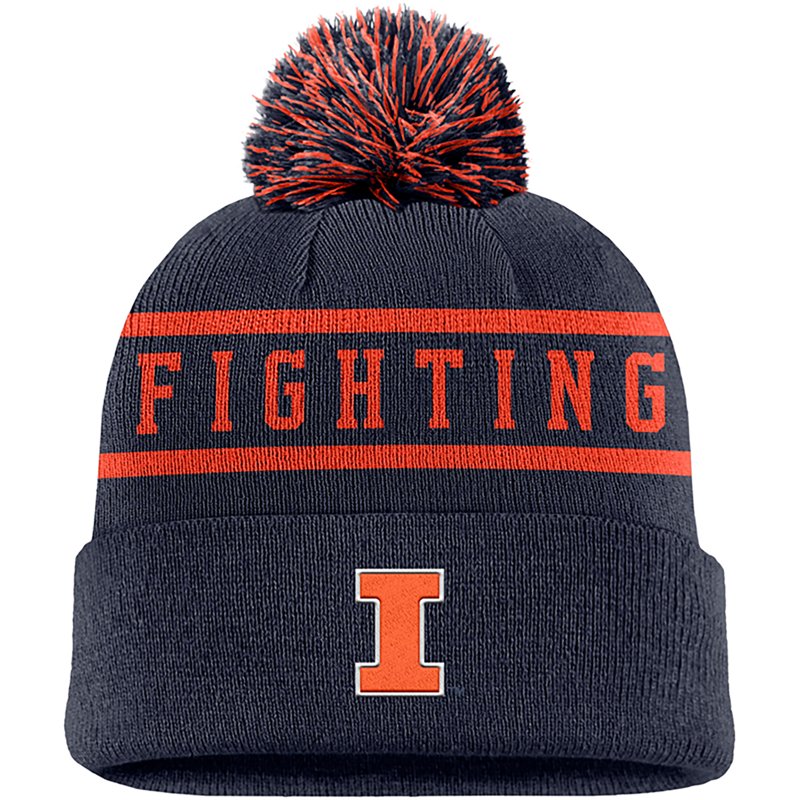 Nike Illinois Fighting Illini Cuffed Knit Pom Beanie - Navy