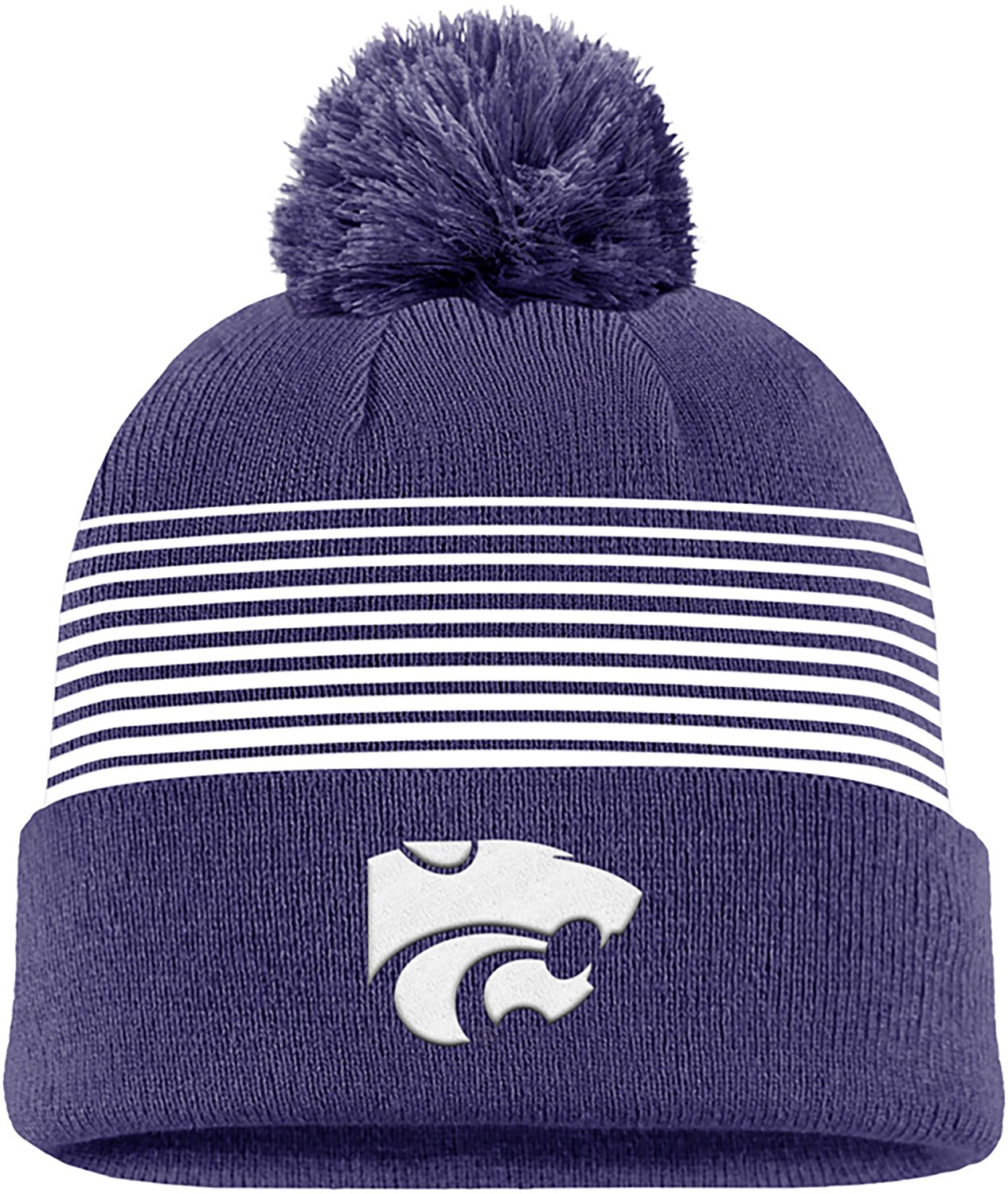 Nike Adults' Kansas State Peak Stripe Pom Beanie
