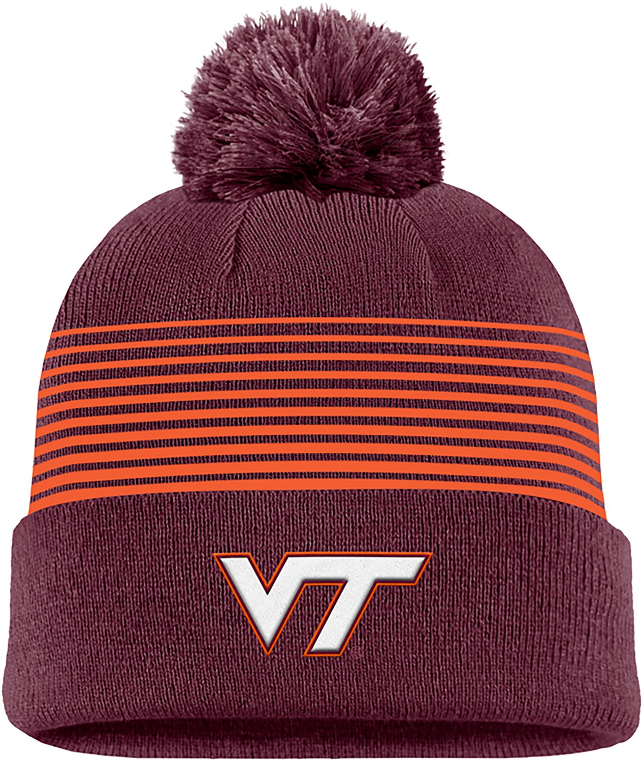 Nike Adults' Virginia Tech Peak Stripe Pom Beanie