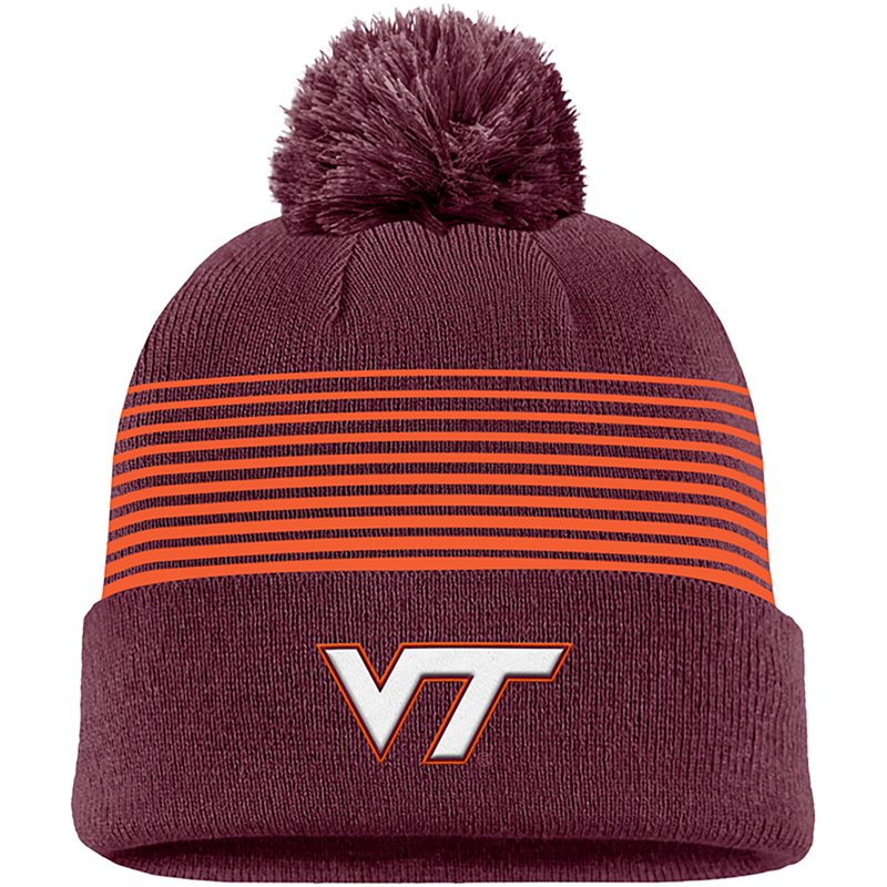 Nike Adult Virginia Tech Hokies Peak Gameday Cuffed Knit Pom Beanie, Men's, Red
