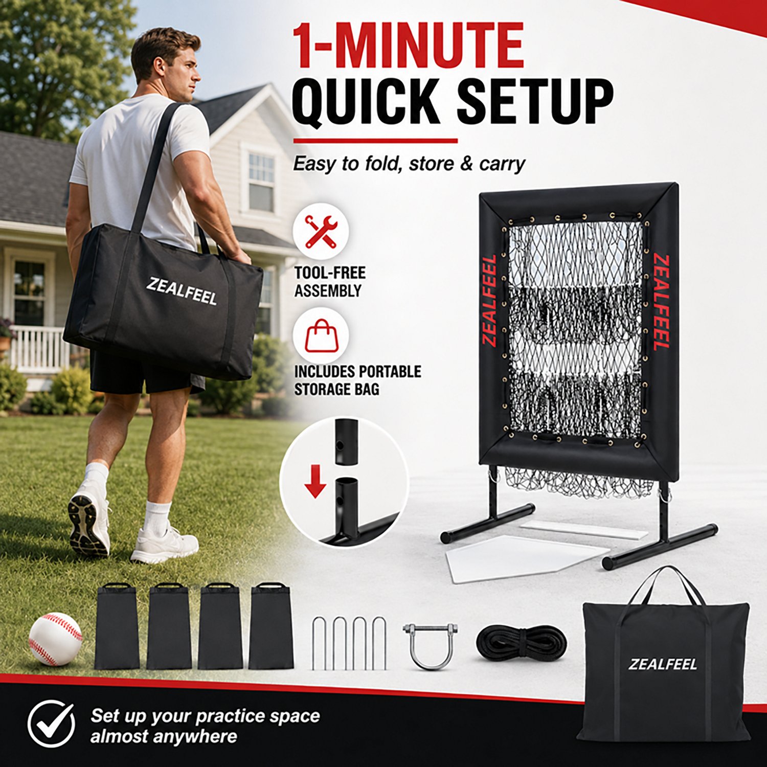Zealfeel 9-Hole Baseball Pitching Net - view number 3