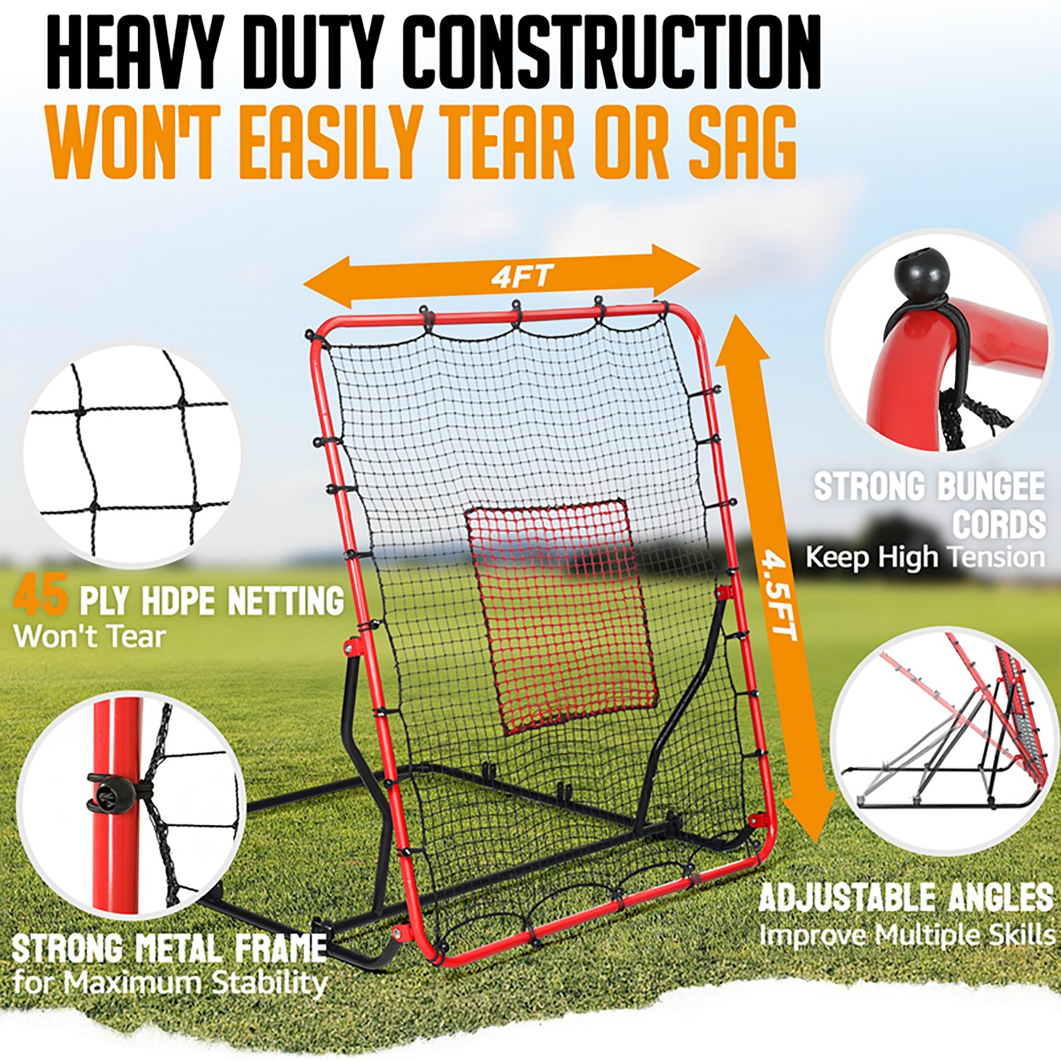 Zealfeel 4 x 4.5 ft Baseball Rebounder - view number 2