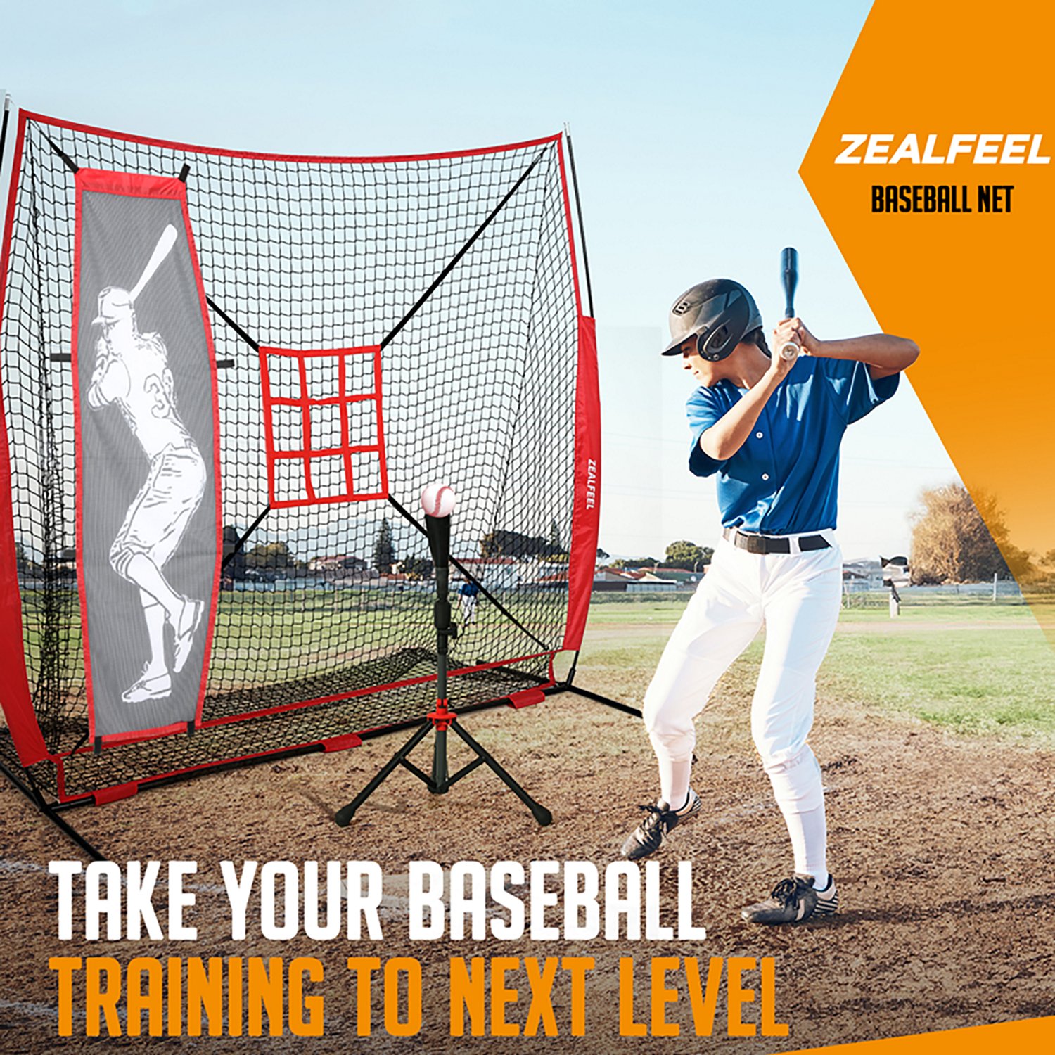 Zealfeel 7 x 7 ft Baseball Net Set