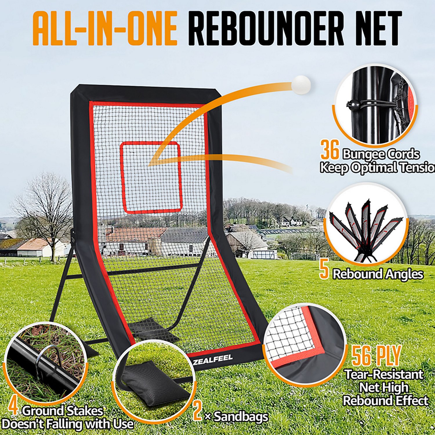 Zealfeel 4 x 7 ft Lacrosse Rebounder - view number 6