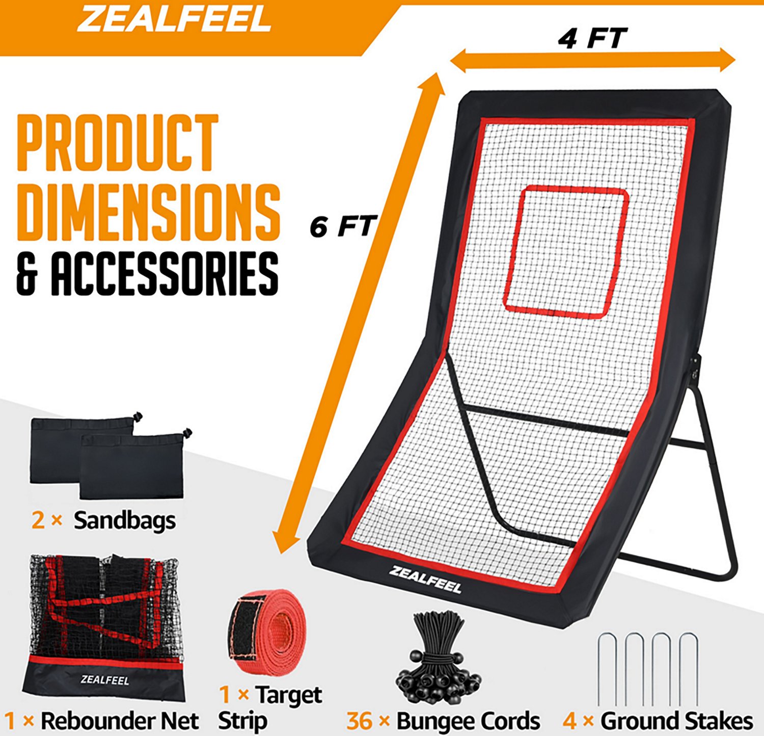 Zealfeel 4 x 7 ft Lacrosse Rebounder - view number 8