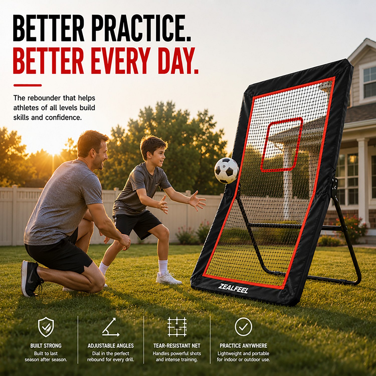 Zealfeel 4 x 7 ft Lacrosse Rebounder