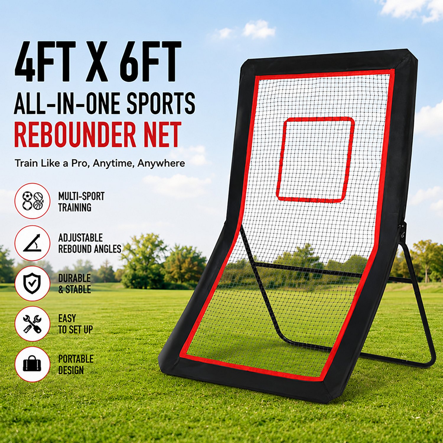 Zealfeel 4 x 7 ft Lacrosse Rebounder