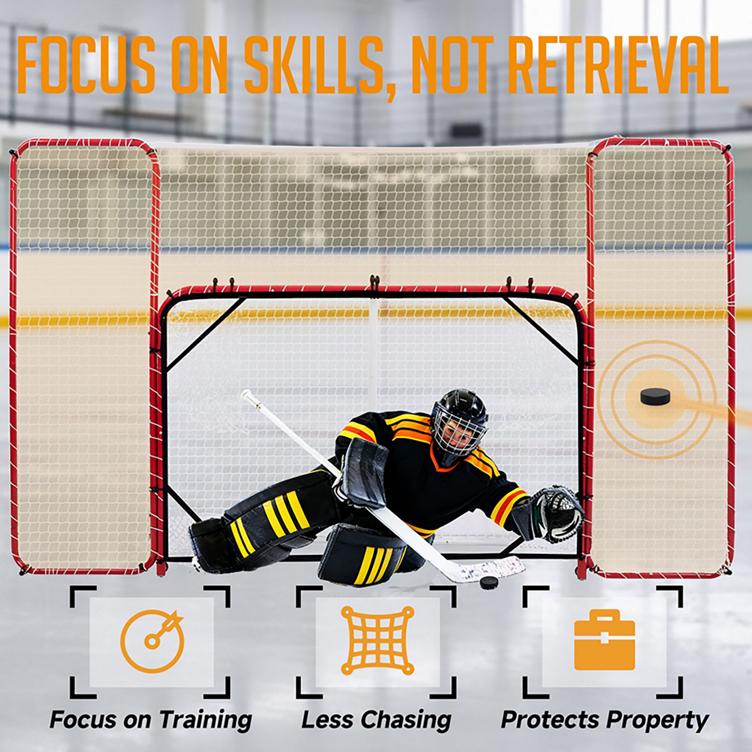 Zealfeel 10 x 6 ft Hockey Net with Backstop - view number 2