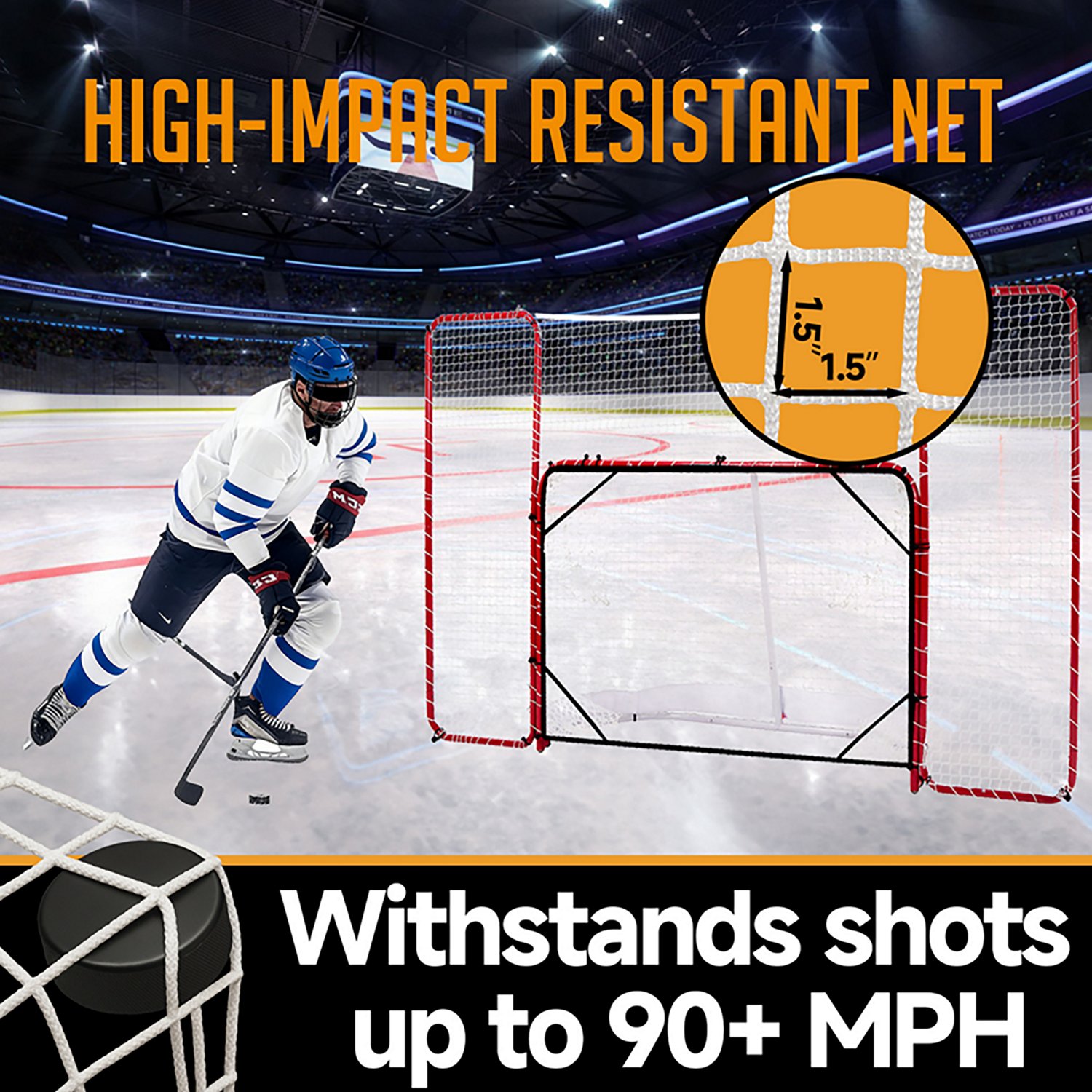 Zealfeel 10 x 6 ft Hockey Net with Backstop - view number 6