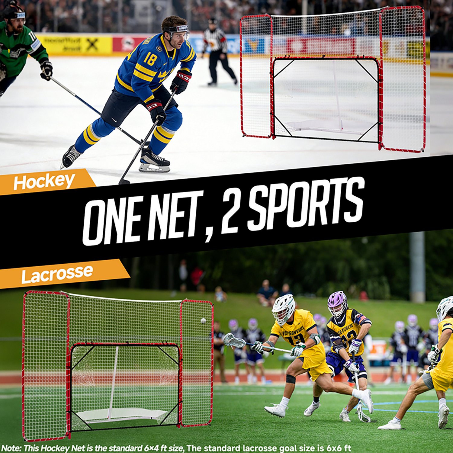 Zealfeel 10 x 6 ft Hockey Net with Backstop - view number 7