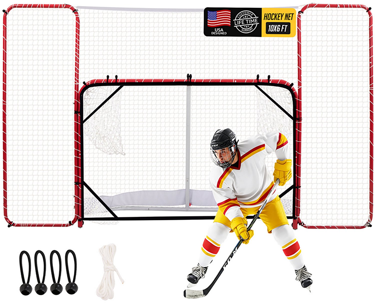 Zealfeel 10 x 6 ft Hockey Net with Backstop - view number 8