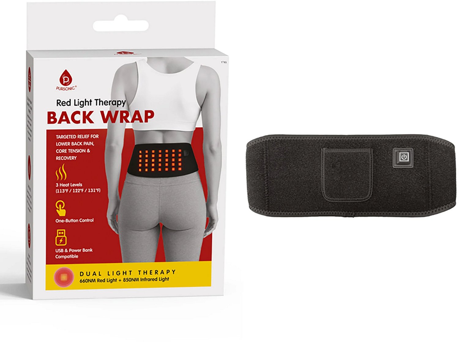 Pursonic Red Light Therapy Back Wrap