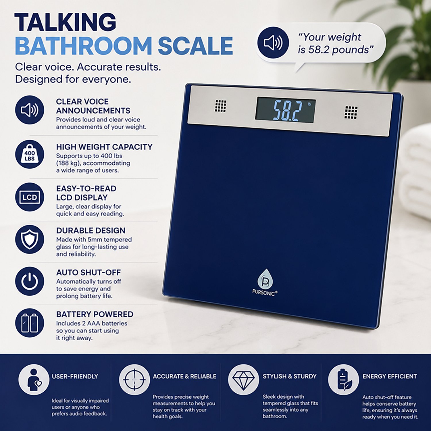 Pursonic Talking Bathroom Scale