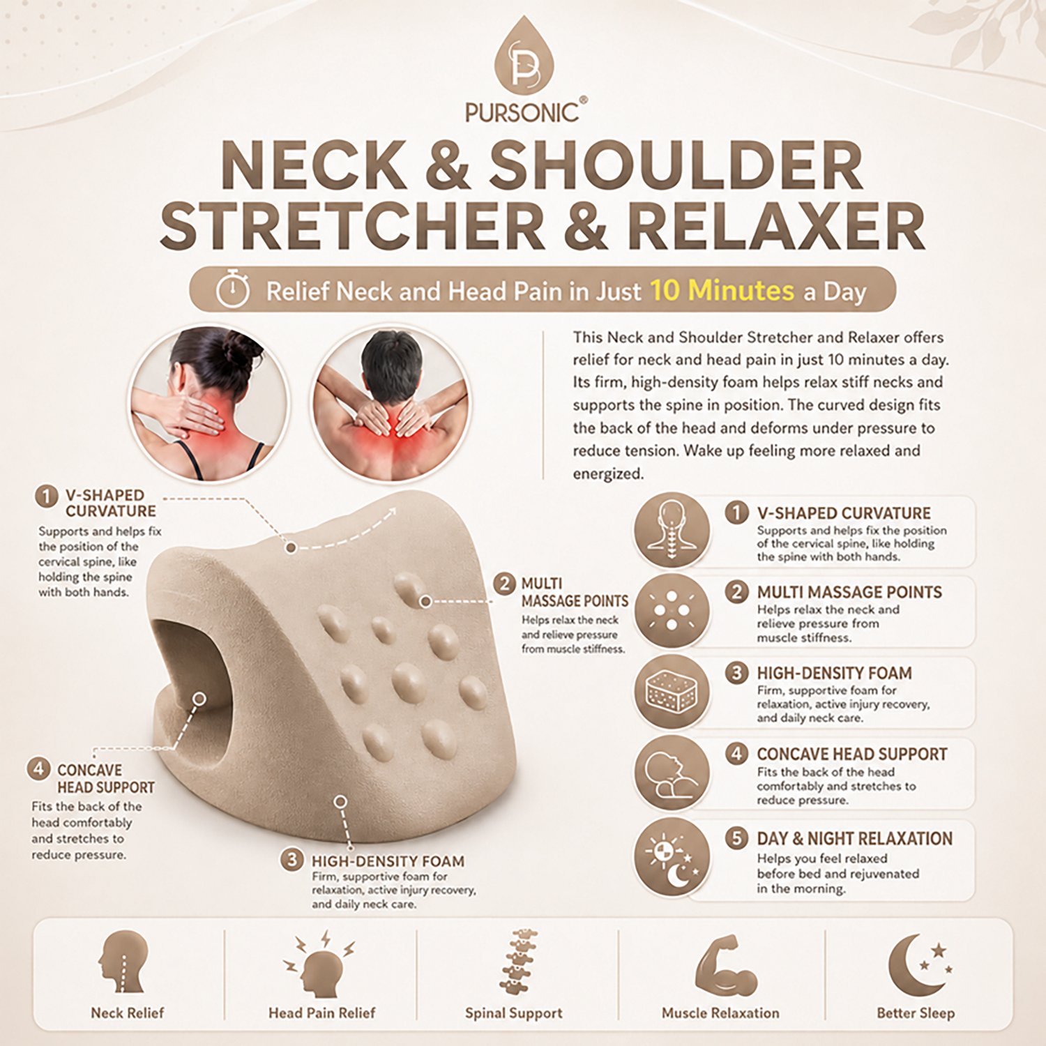 Pursonic Neck and Shoulder Stretcher Relaxer