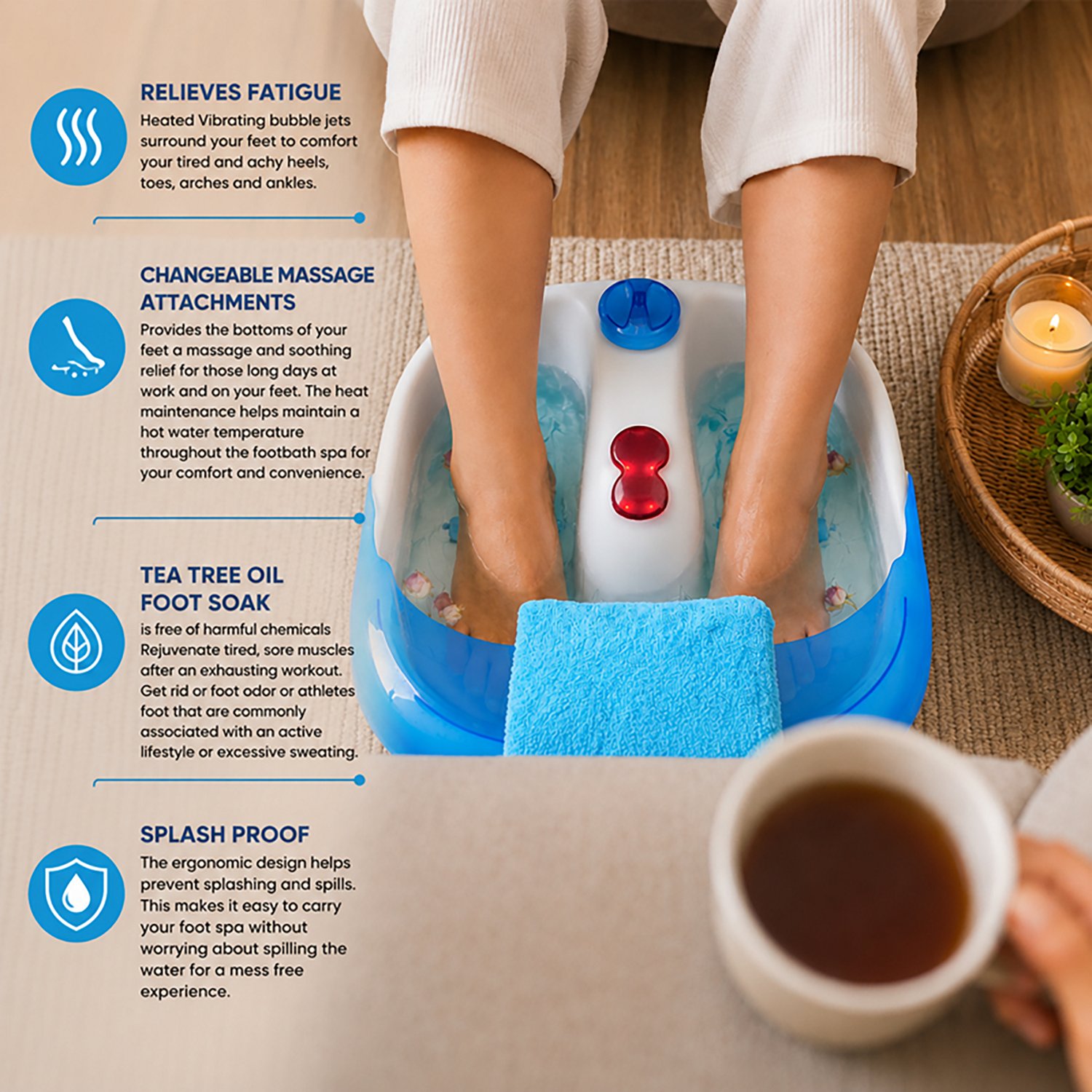 Pursonic Heated Vibrating Foot Spa and Tea Tree Oil Foot Soak
