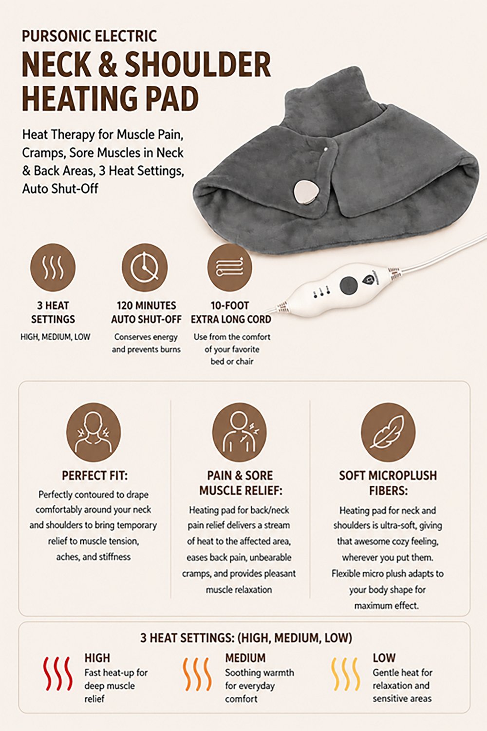 Pursonic Electric Neck and Shoulder Heating Pad - view number 2