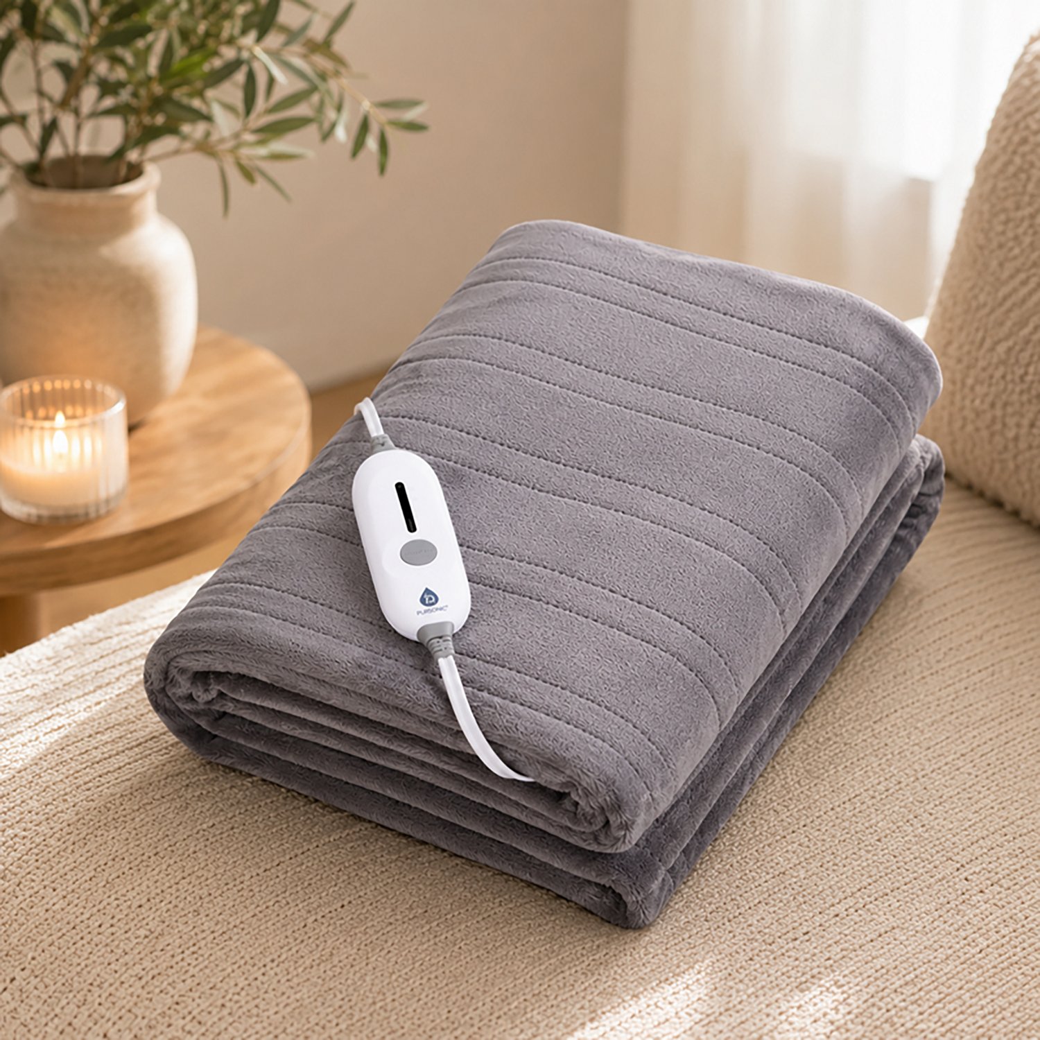 Pursonic Electric Soft Microplush Heated Blanket Throw