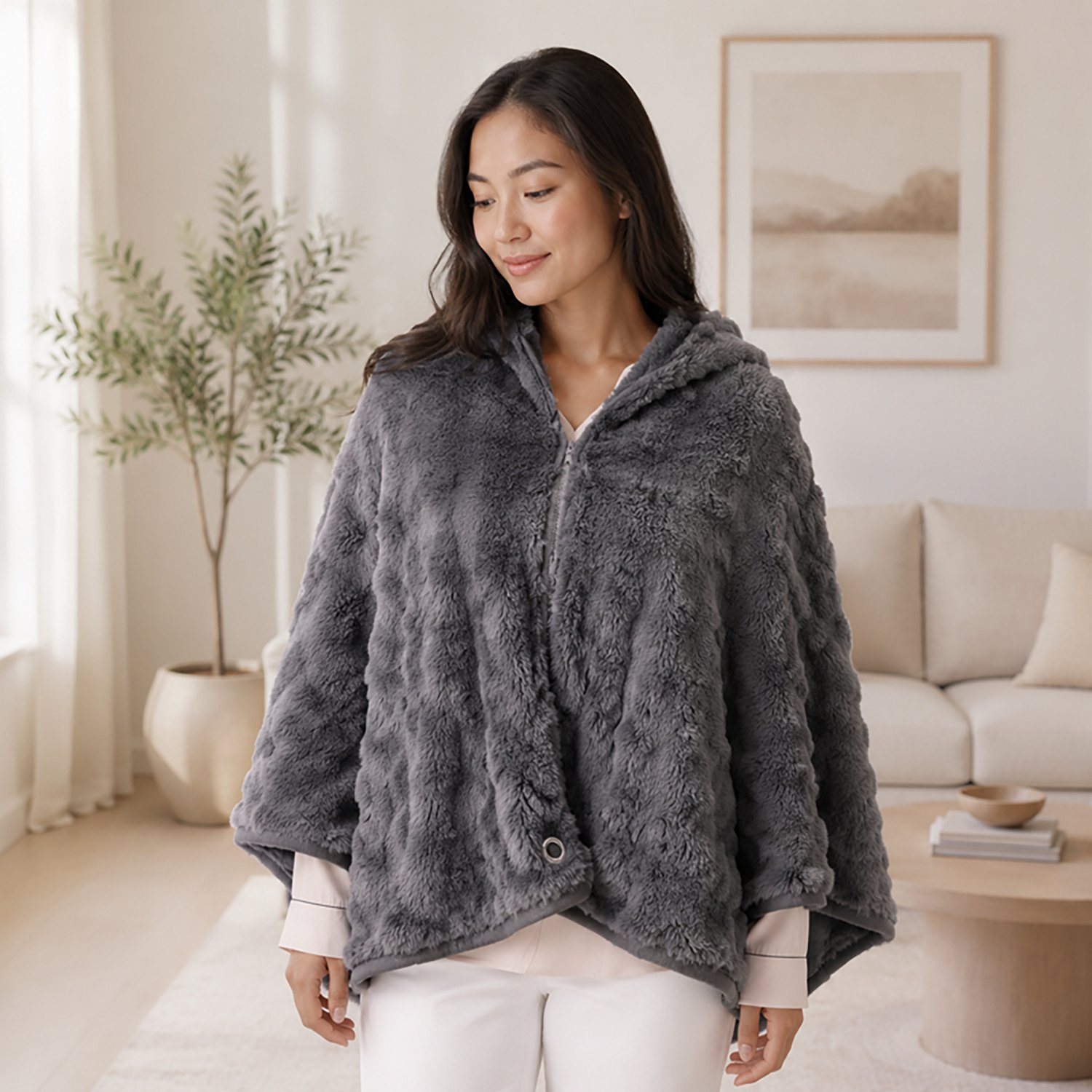 Pursonic Electric Plush Heated Poncho Shawl | Academy