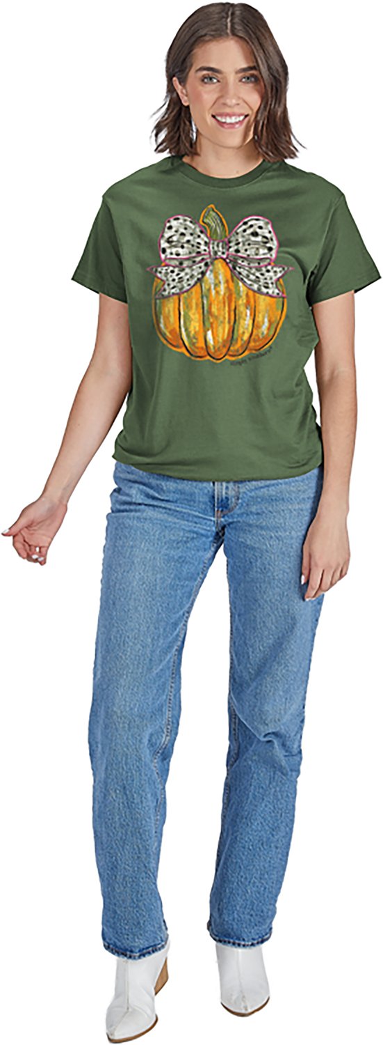 Simply Southern Women’s Pumpkin Bow Short Sleeve T‑shirt