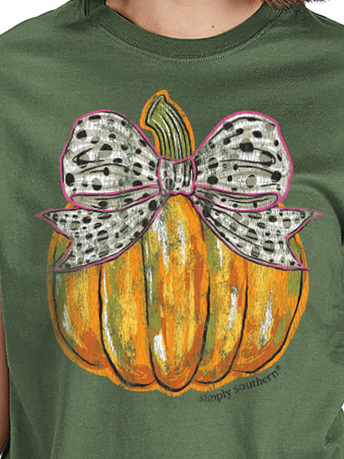 Simply Southern Women’s Pumpkin Bow Short Sleeve T‑shirt