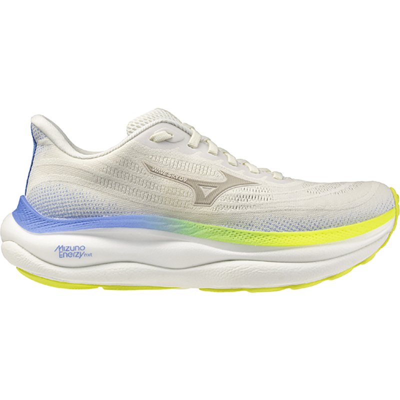 Mizuno Womens Wave Sky 9 Wide - Running Shoes - Snow White / Silver Birch Size 10.5