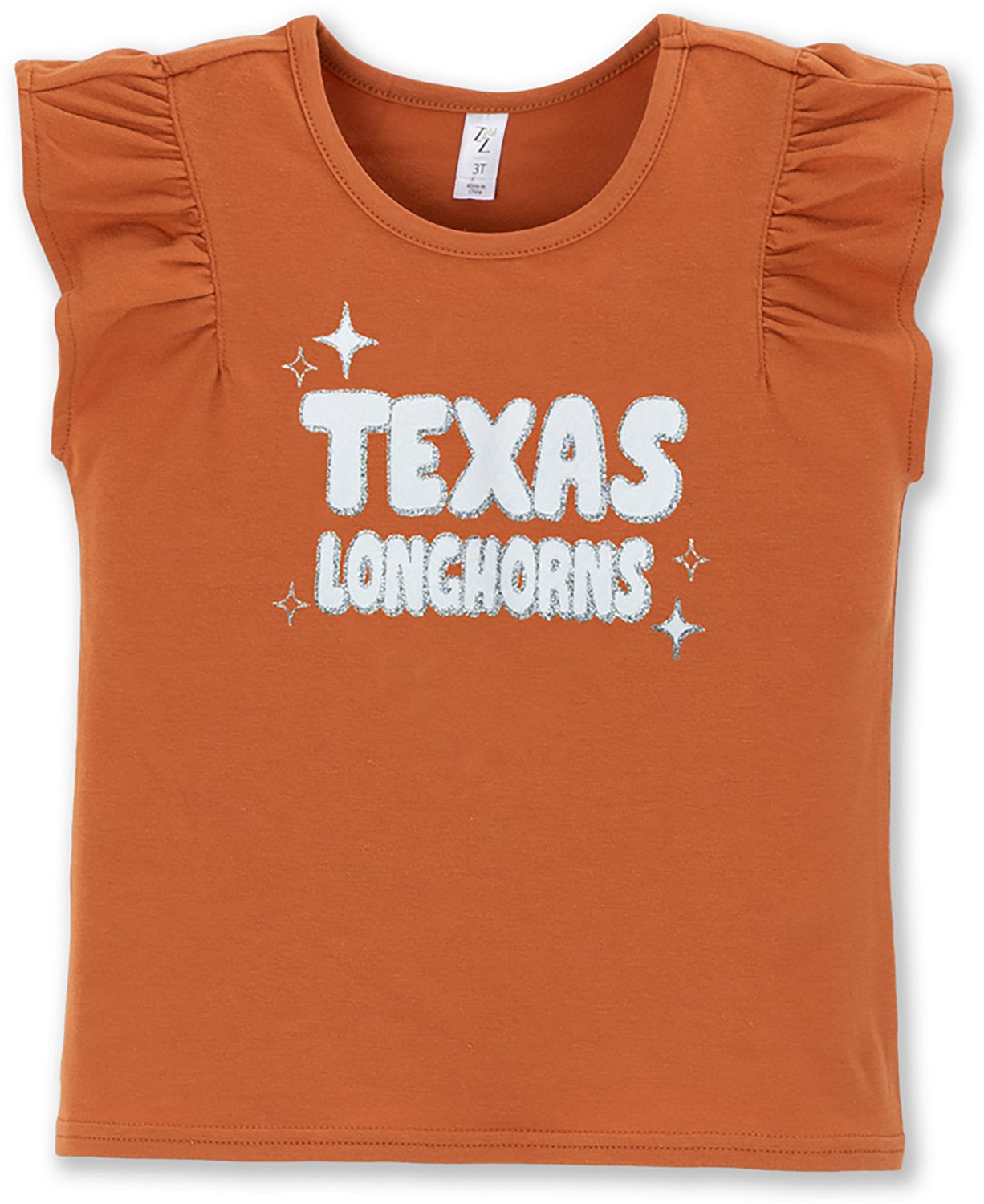 ZooZatz Toddler Girls' University of Texas Ladybug Glitter Ruffle Sleeve Graphic T-shirt