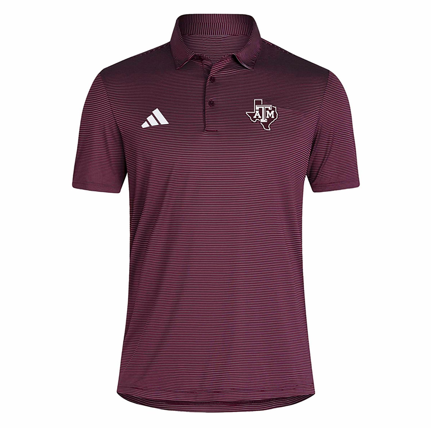 adidas Men's Texas A&M University Stripe Ulimate365 Polo Shirt