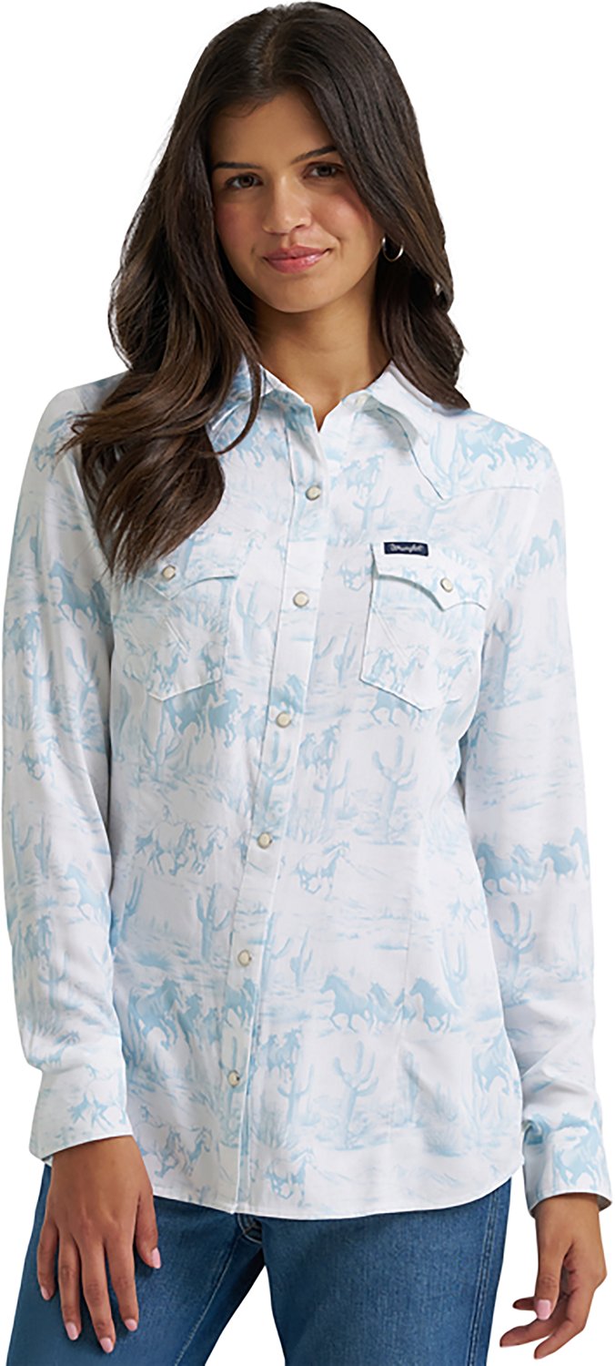Wrangler Women's Retro Country Toile Western Slim Snap Shirt