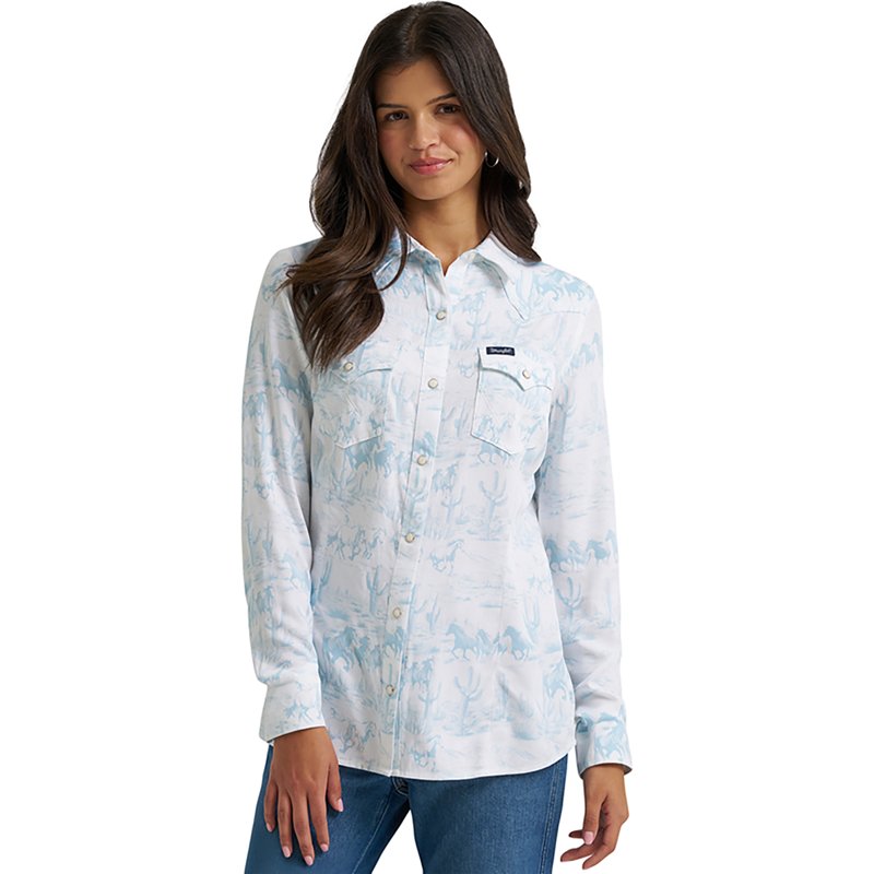 Wrangler Women's Retro Country Toile Western Slim Snap Shirt