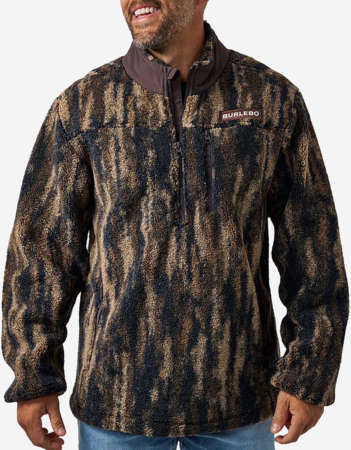 BURLEBO Men's Midland Camo Sherpa 1/4 Zip
