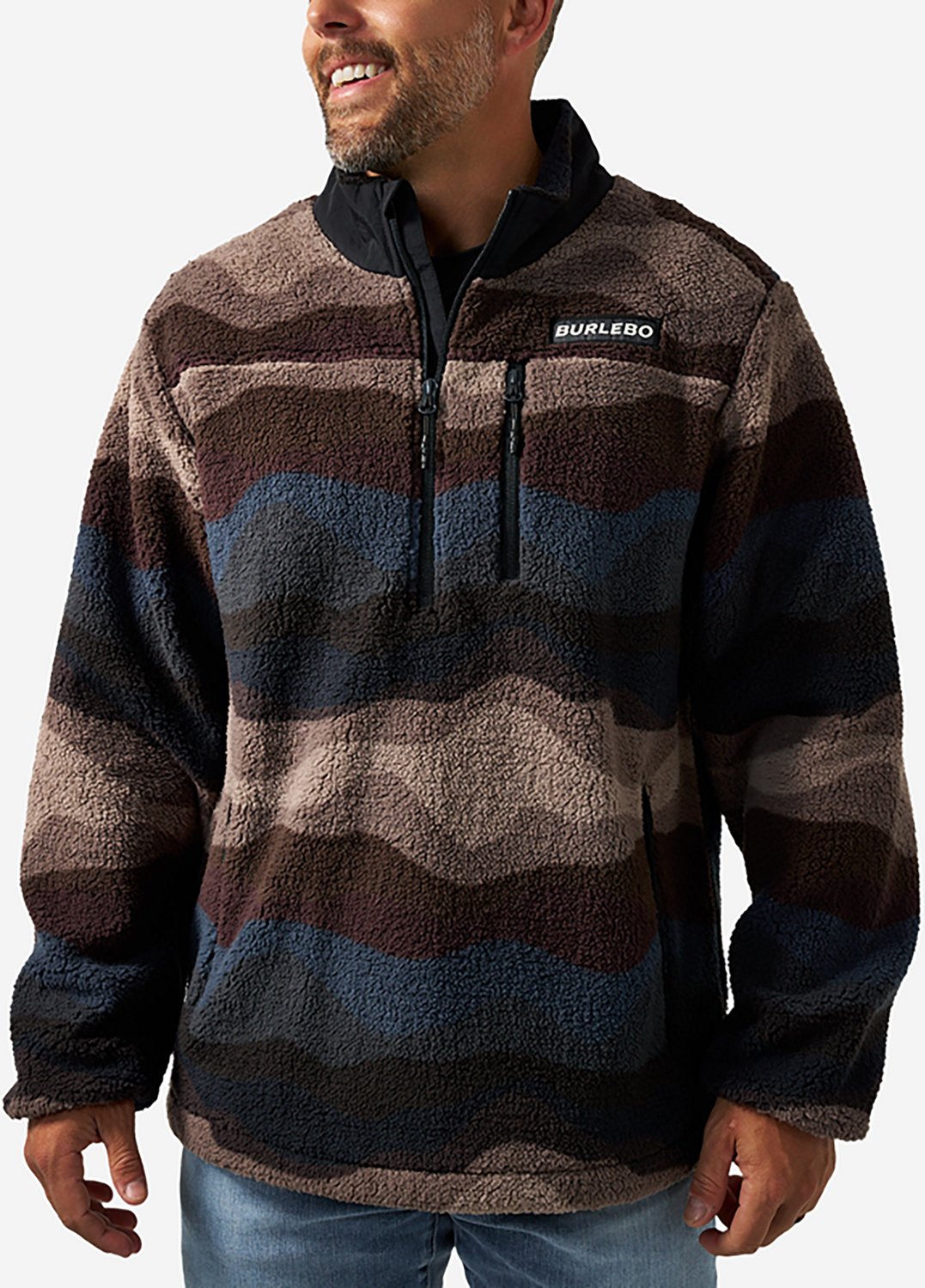 BURLEBO Men's Wave on Wave Mountain Fleece 1/4 Zip