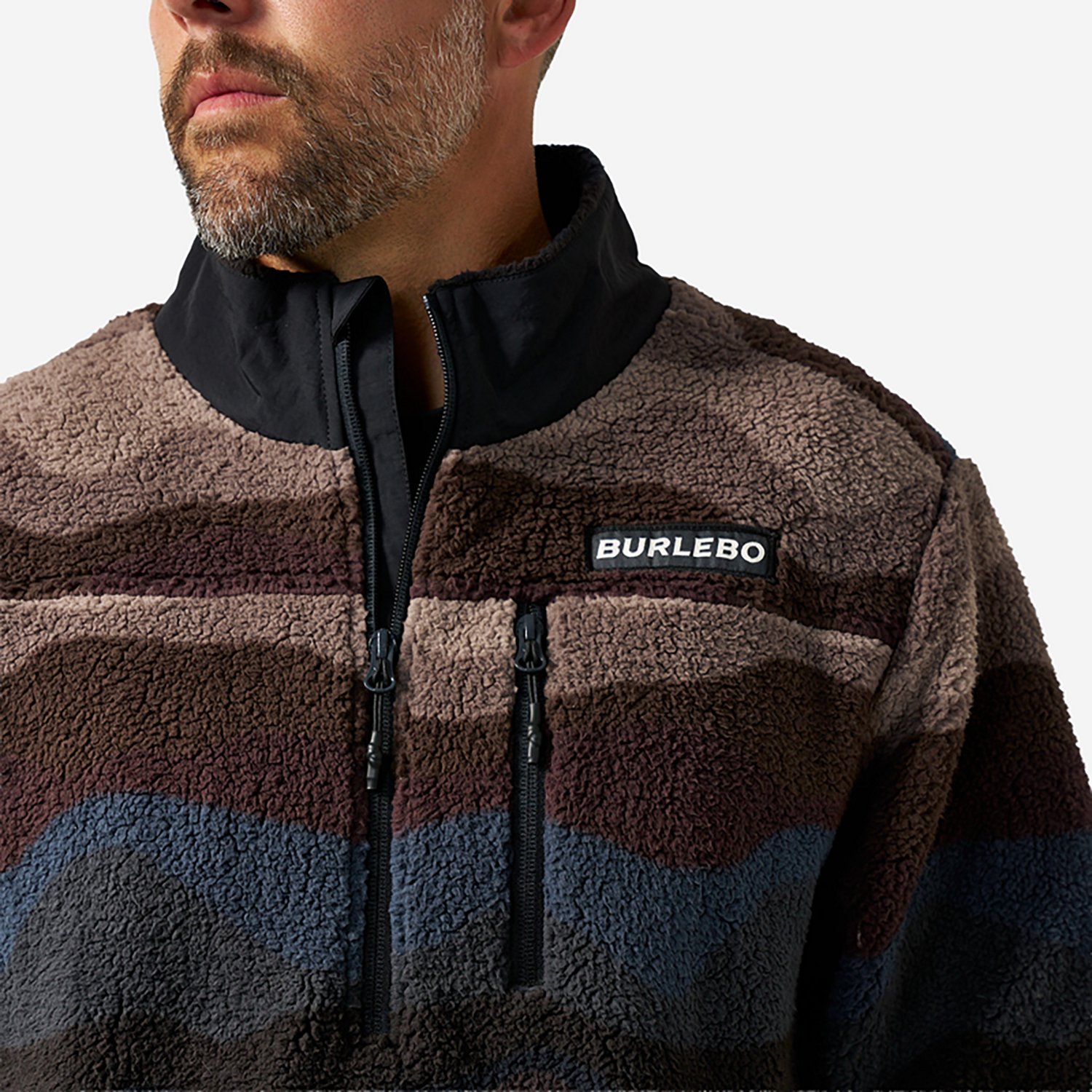 BURLEBO Men's Wave on Wave Mountain Fleece 1/4 Zip - view number 3