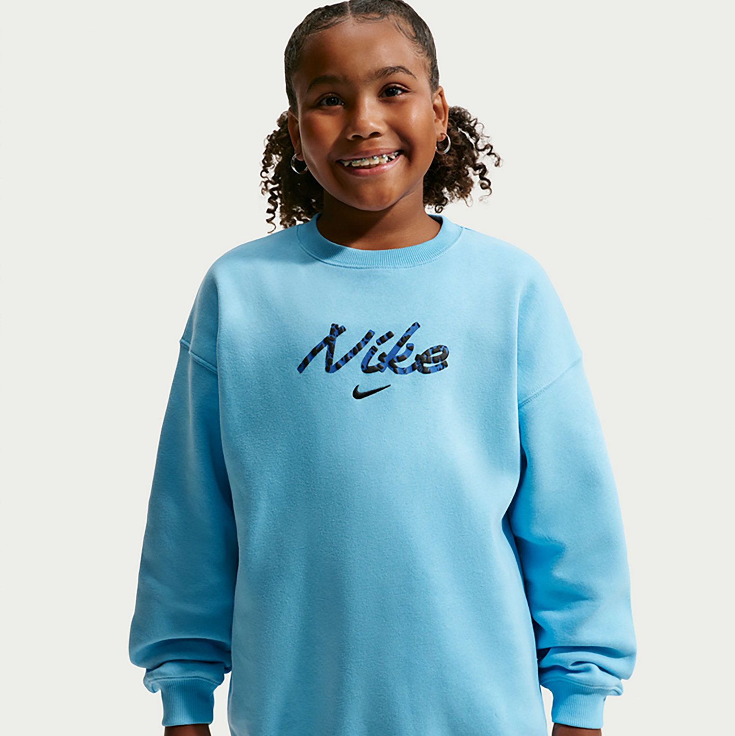 Nike Girls' Sportswear Oversized Fleece Crew All Over Print Sweatshirt - view number 3