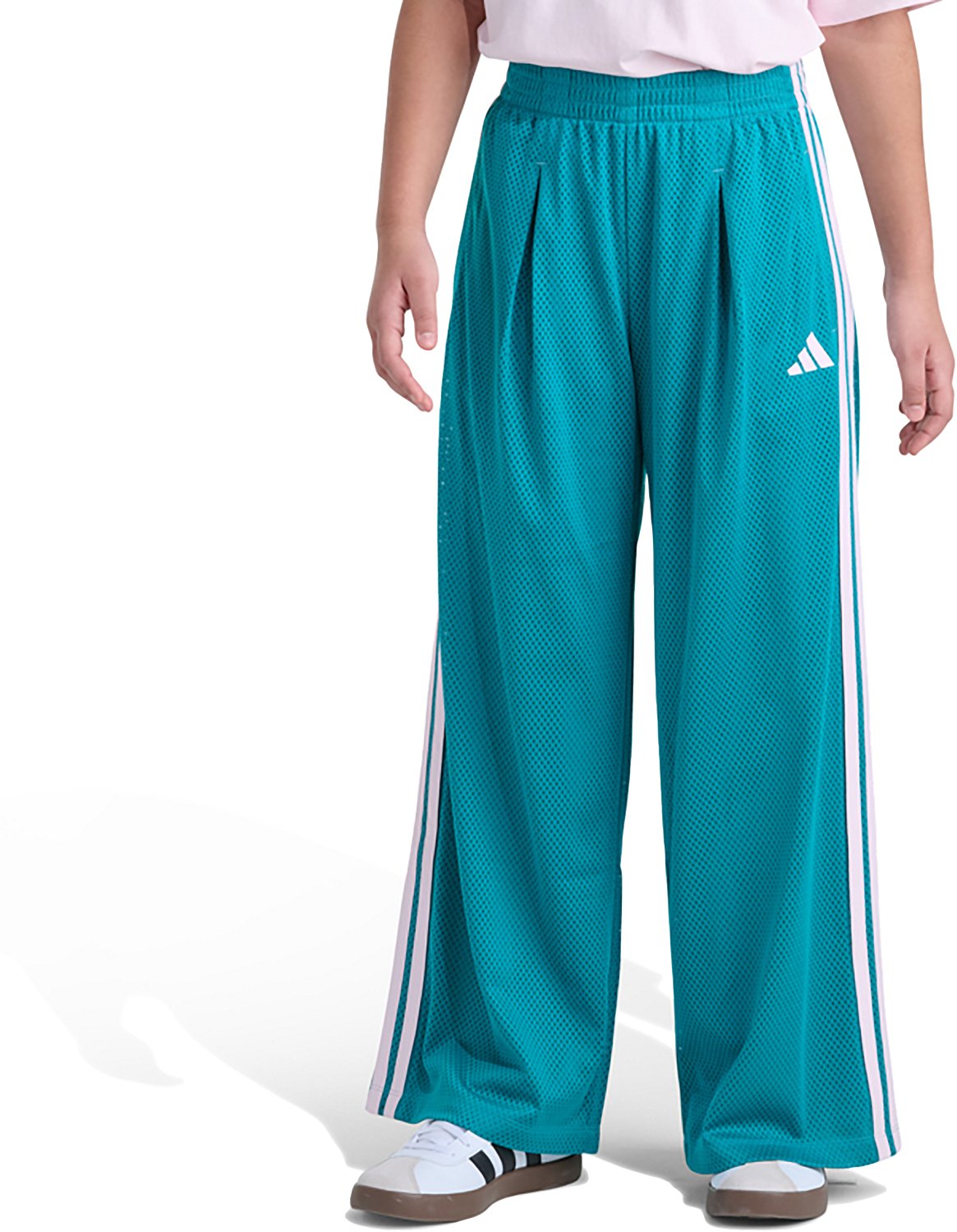 adidas Girls' Elastic Waistband Front Pleat Wide Leg Pants