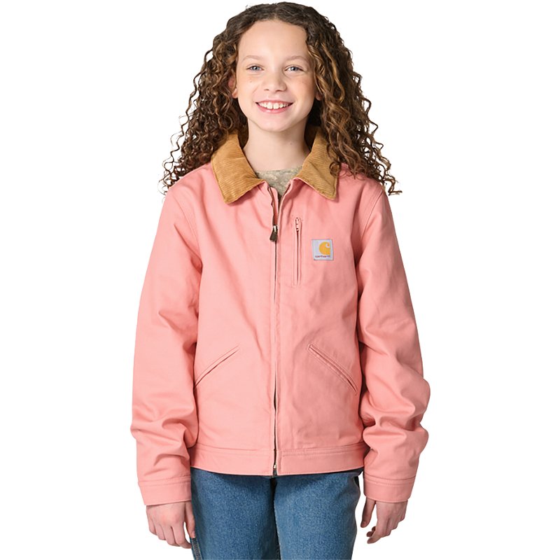 Carhartt Girl's Cotton Girls' Long Sleeve Full-Zip Canvas Detroit Jacket (ChildYouth) | Rose Tint | S Xc