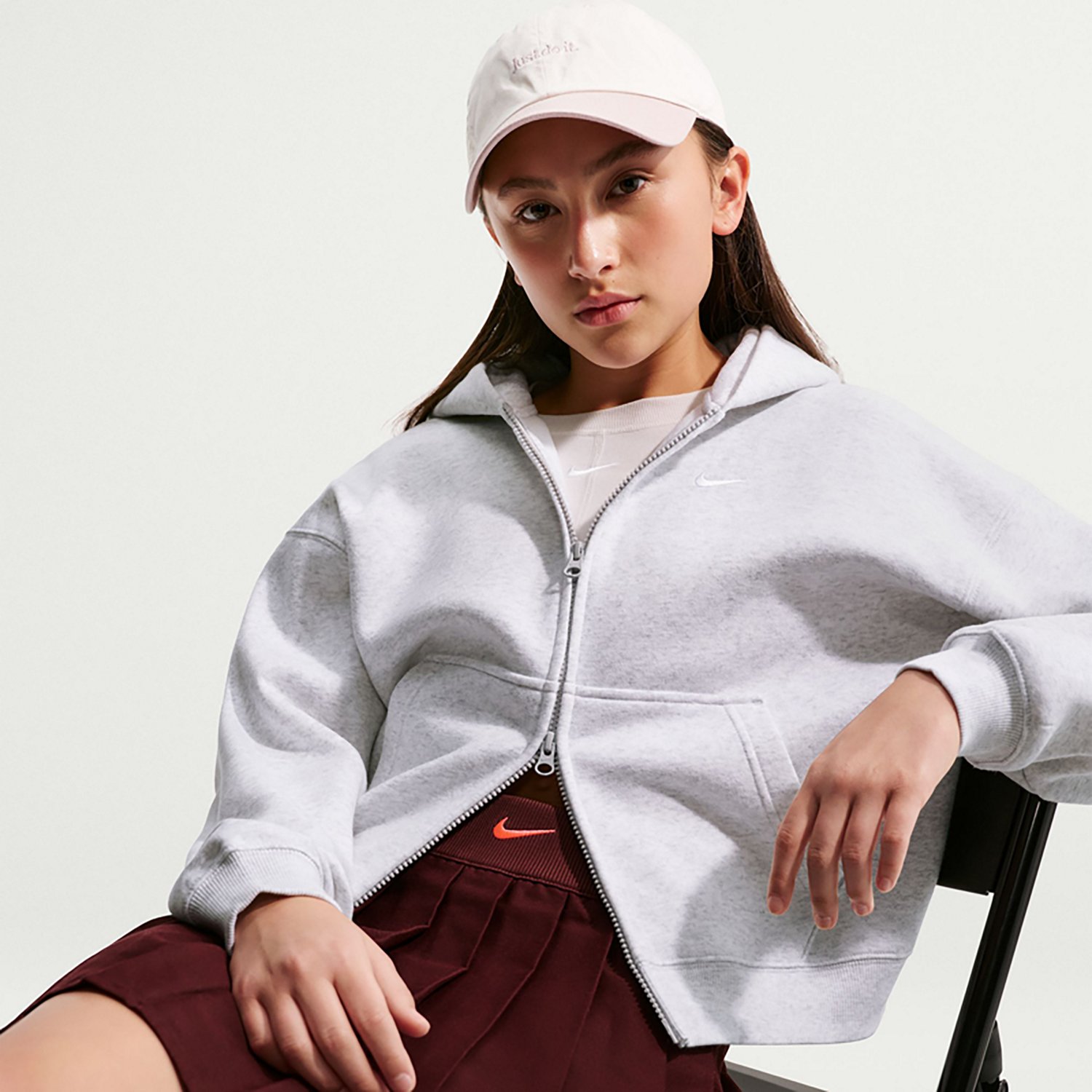 Nike Girls' Sportswear Studio Fleece Oversized Full-Zip Hoodie - view number 5