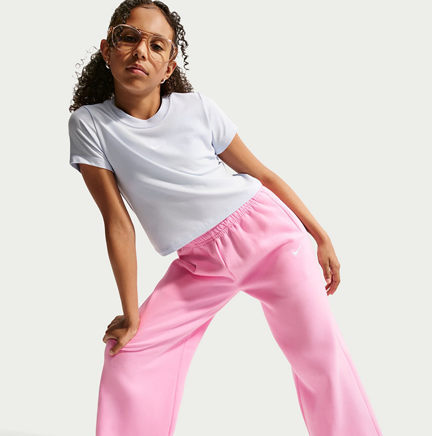 Nike Girls' Sportswear Studio Fleece Loungewear Pants - view number 5