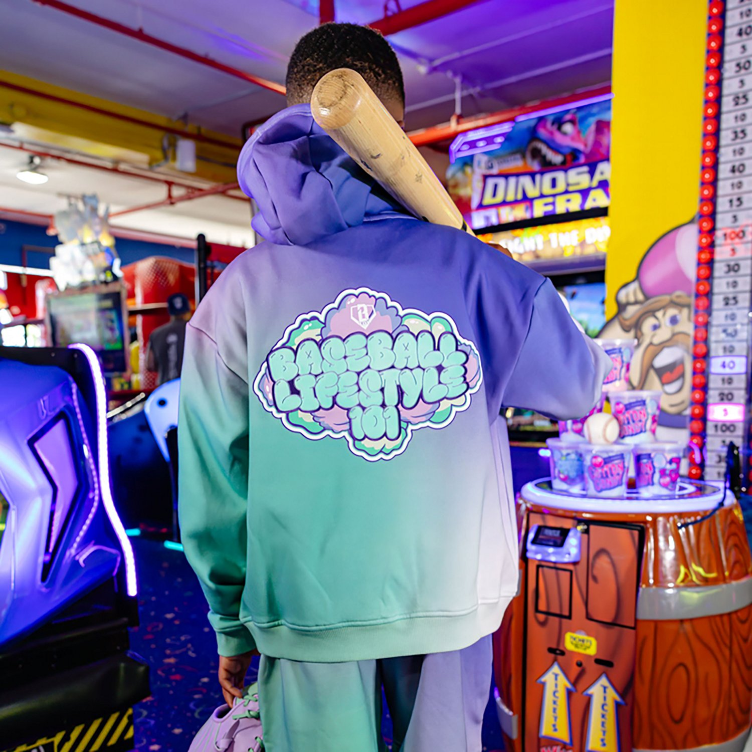Baseball Lifestyle 101 Youths' Cotton Candy Hoodie - view number 3