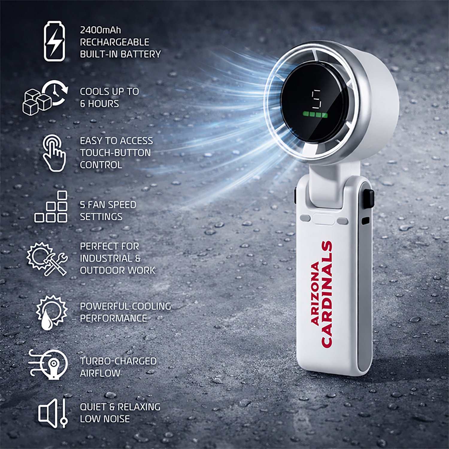 AlphaCool Arizona Cardinals Rechargeable Handheld Fan - view number 3