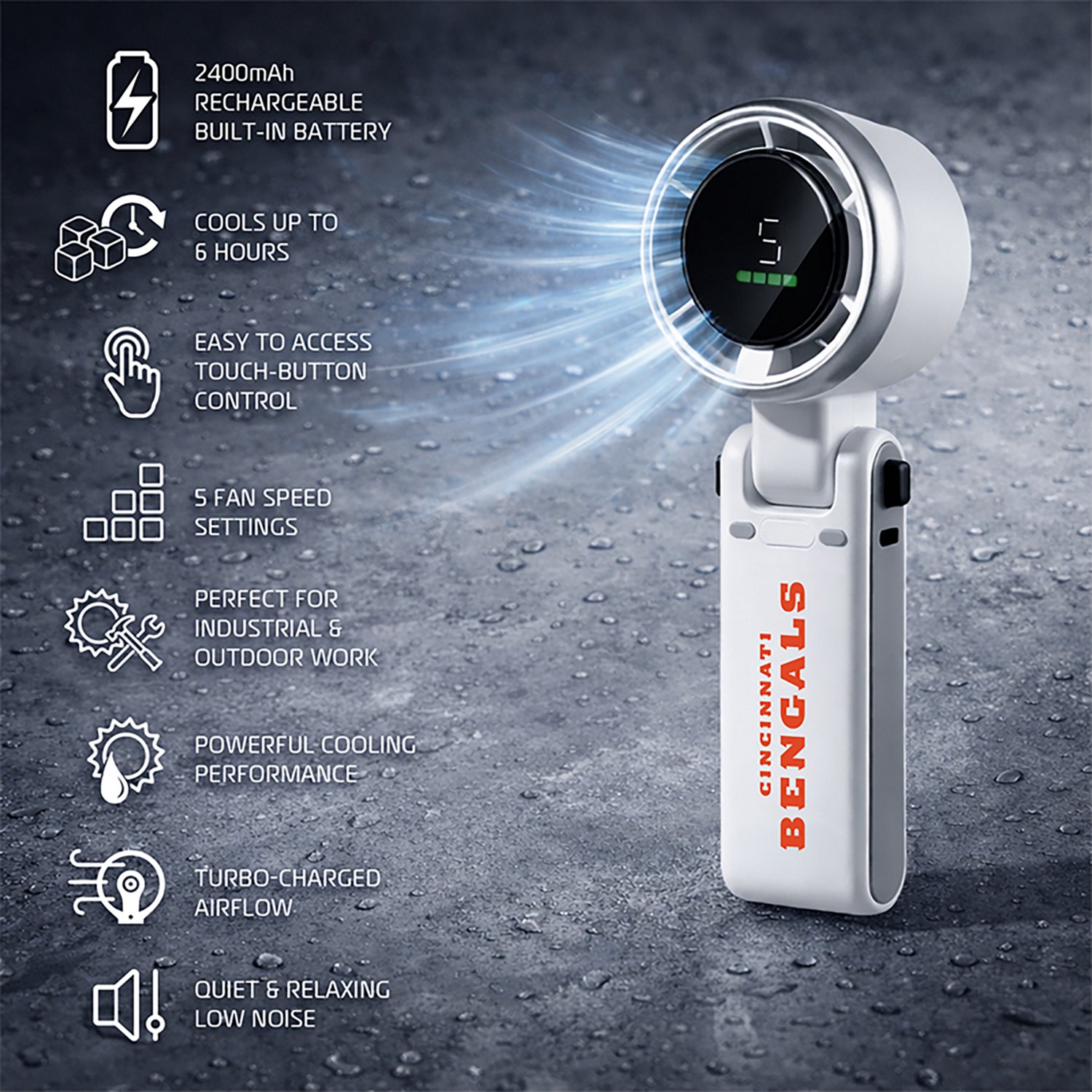 AlphaCool Cincinnati Bengals Rechargeable Handheld Fan - view number 3