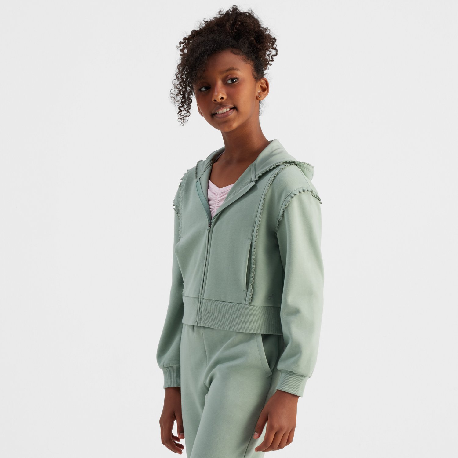 Freely Girls' Nova Ruffle Oversize Full-Zip Hoodie | Academy
