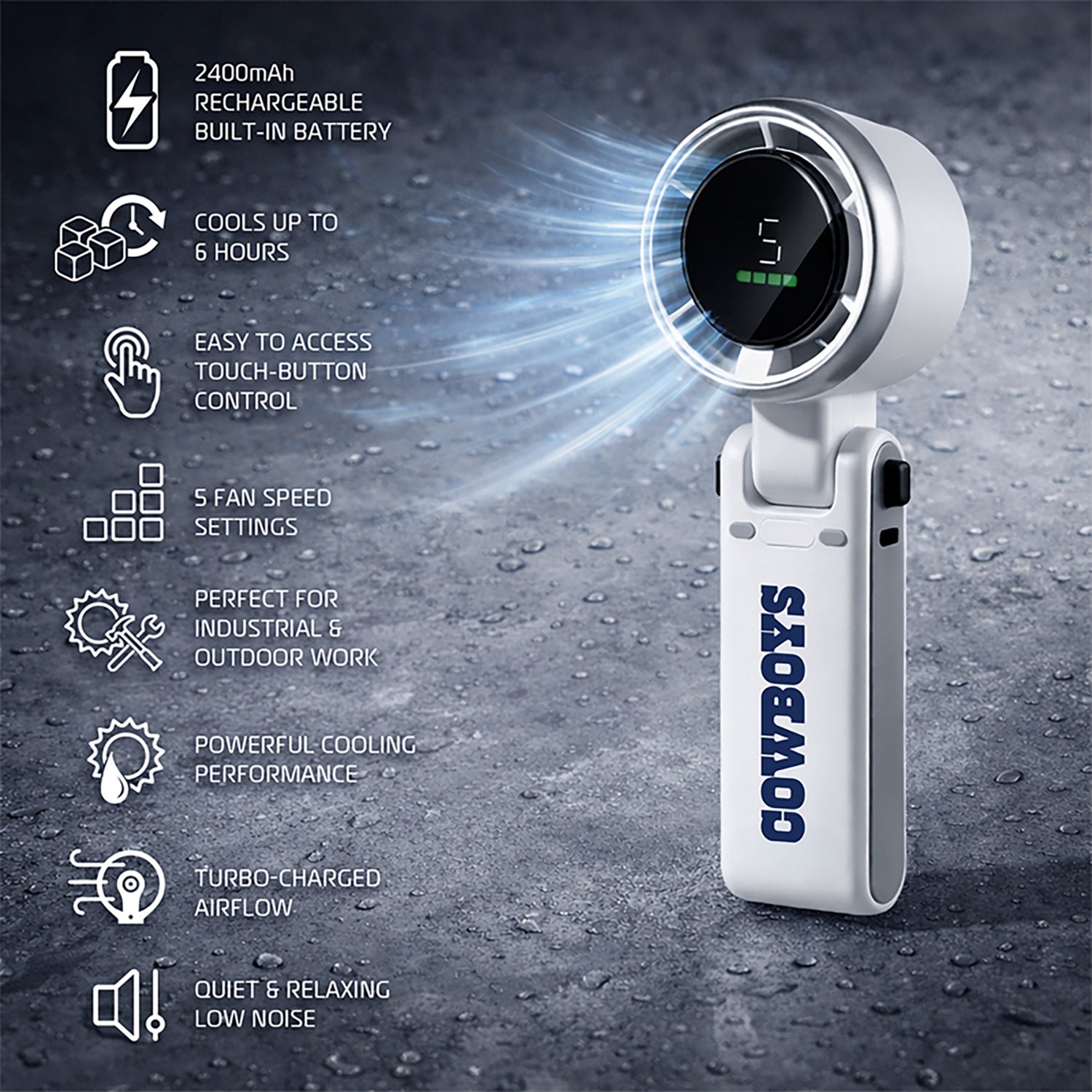 AlphaCool Dallas Cowboys Rechargeable Handheld Fan - view number 3
