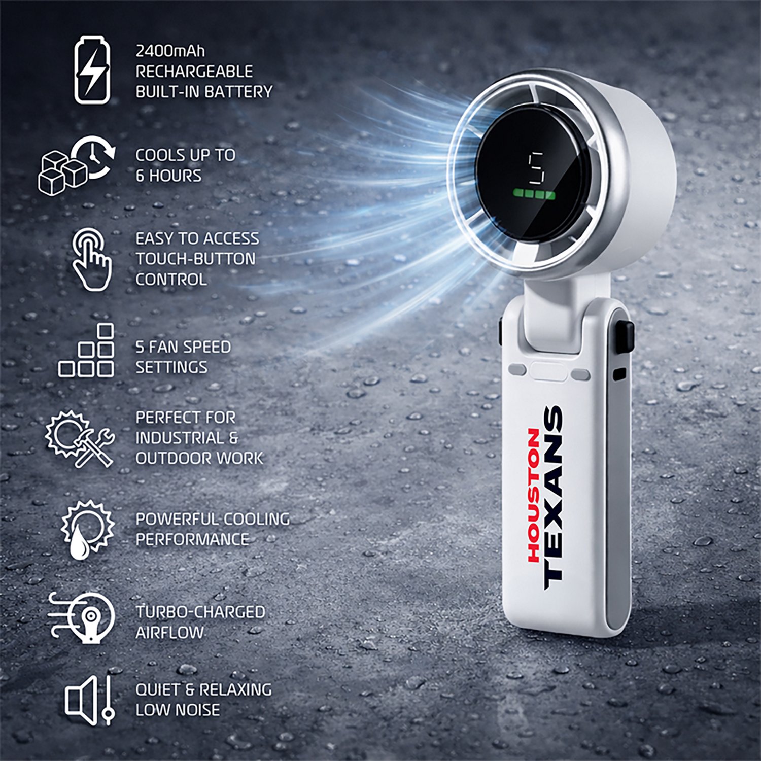 AlphaCool Houston Texans Rechargeable Handheld Fan - view number 3