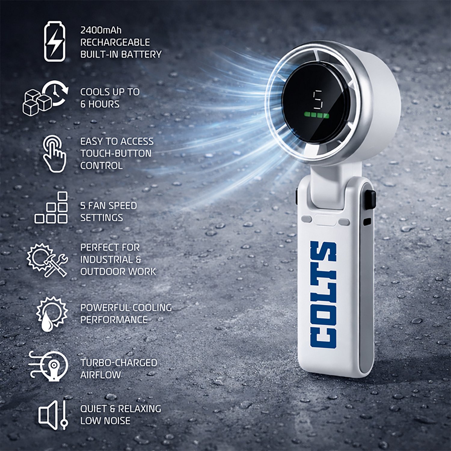 AlphaCool Indianapolis Colts Rechargeable Handheld Fan - view number 3