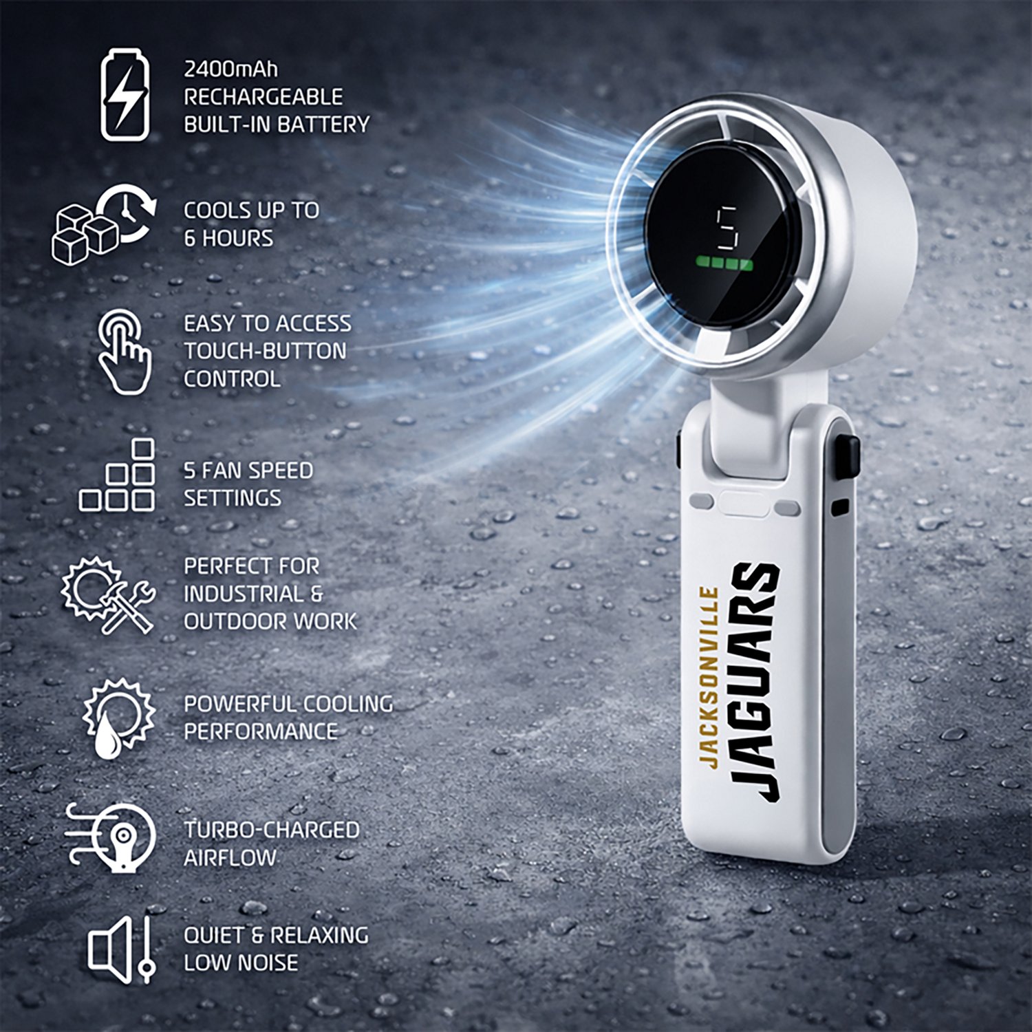 AlphaCool Jacksonville Jaguars Rechargeable Handheld Fan