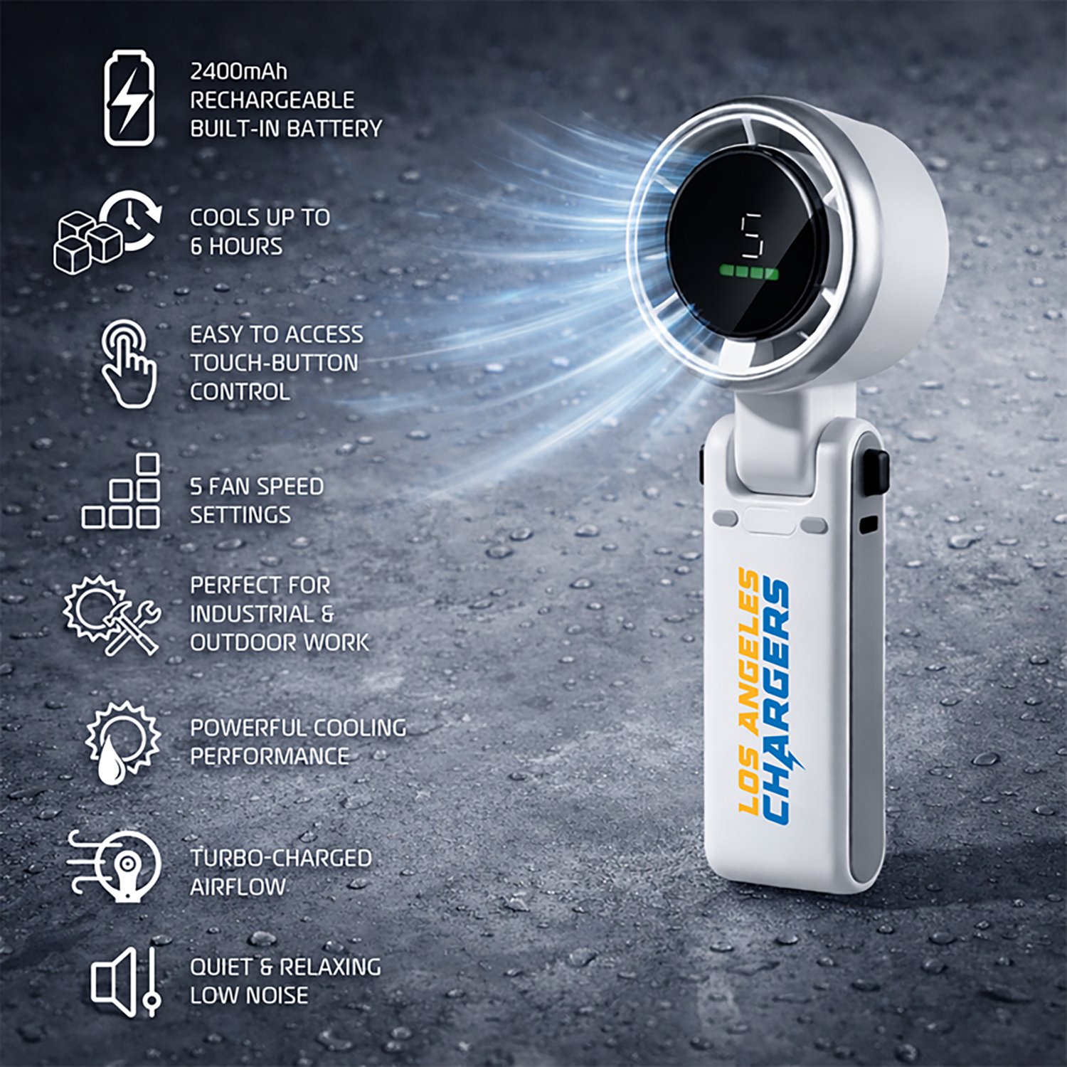 AlphaCool Los Angeles Chargers Rechargeable Handheld Fan - view number 3