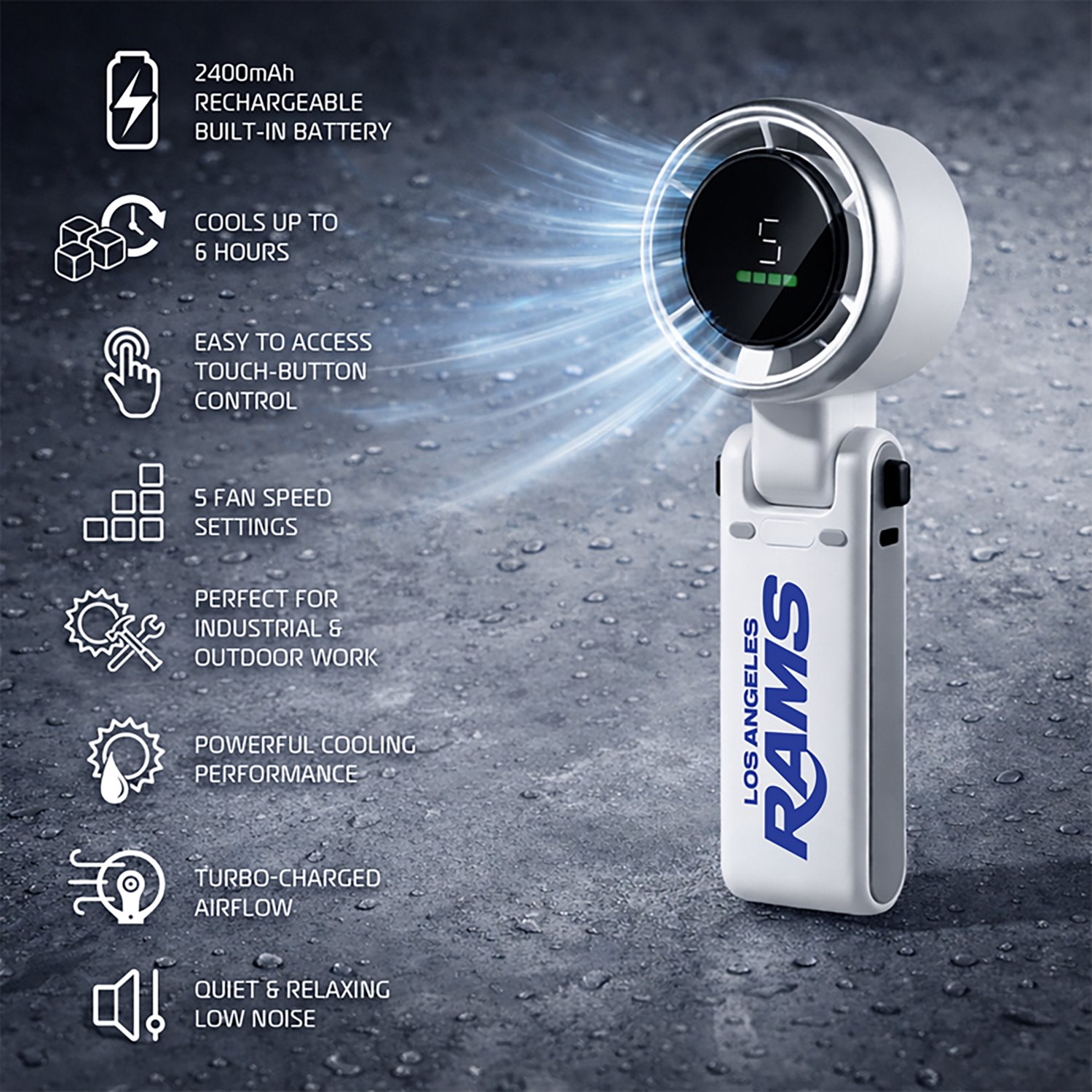 AlphaCool Los Angeles Rams Rechargeable Handheld Fan - view number 3
