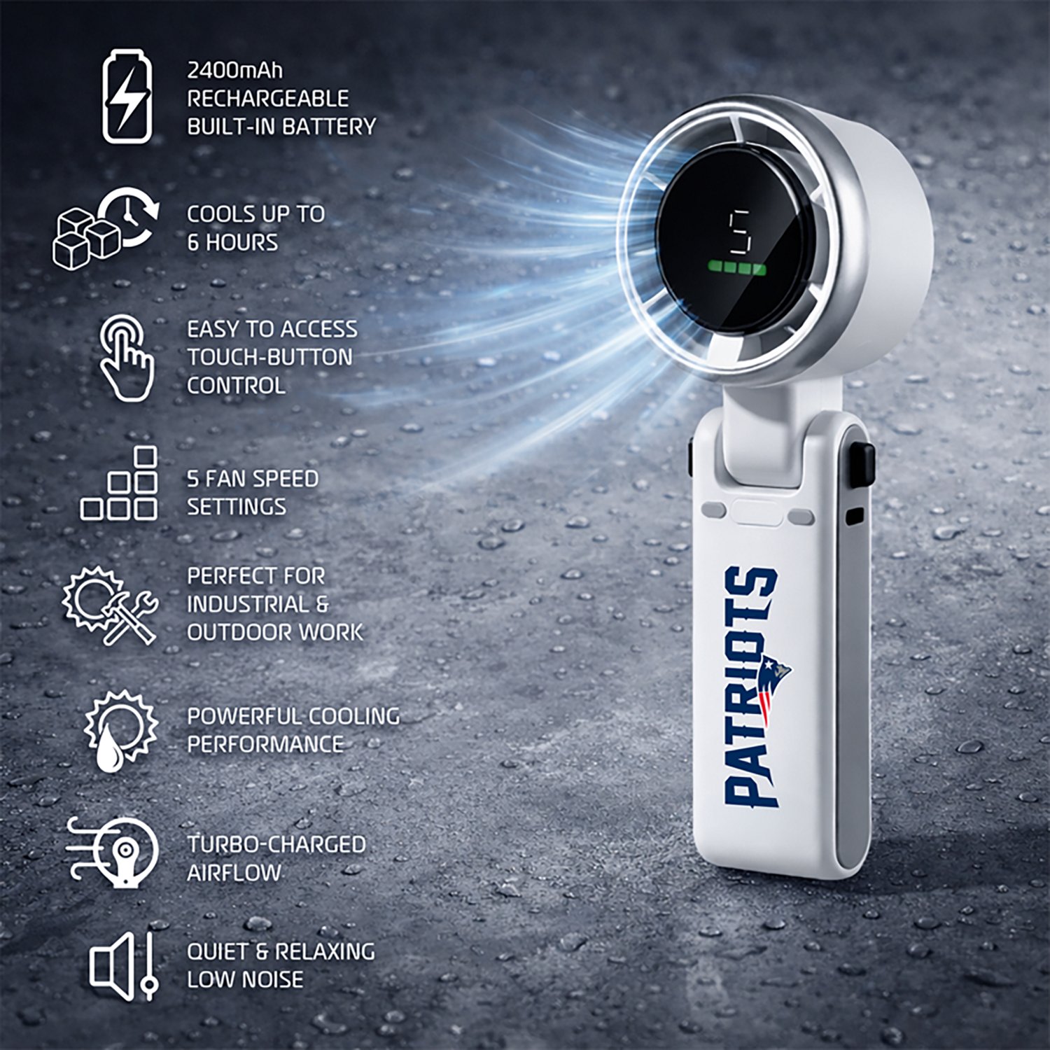 AlphaCool New England Patriots Rechargeable Handheld Fan - view number 3