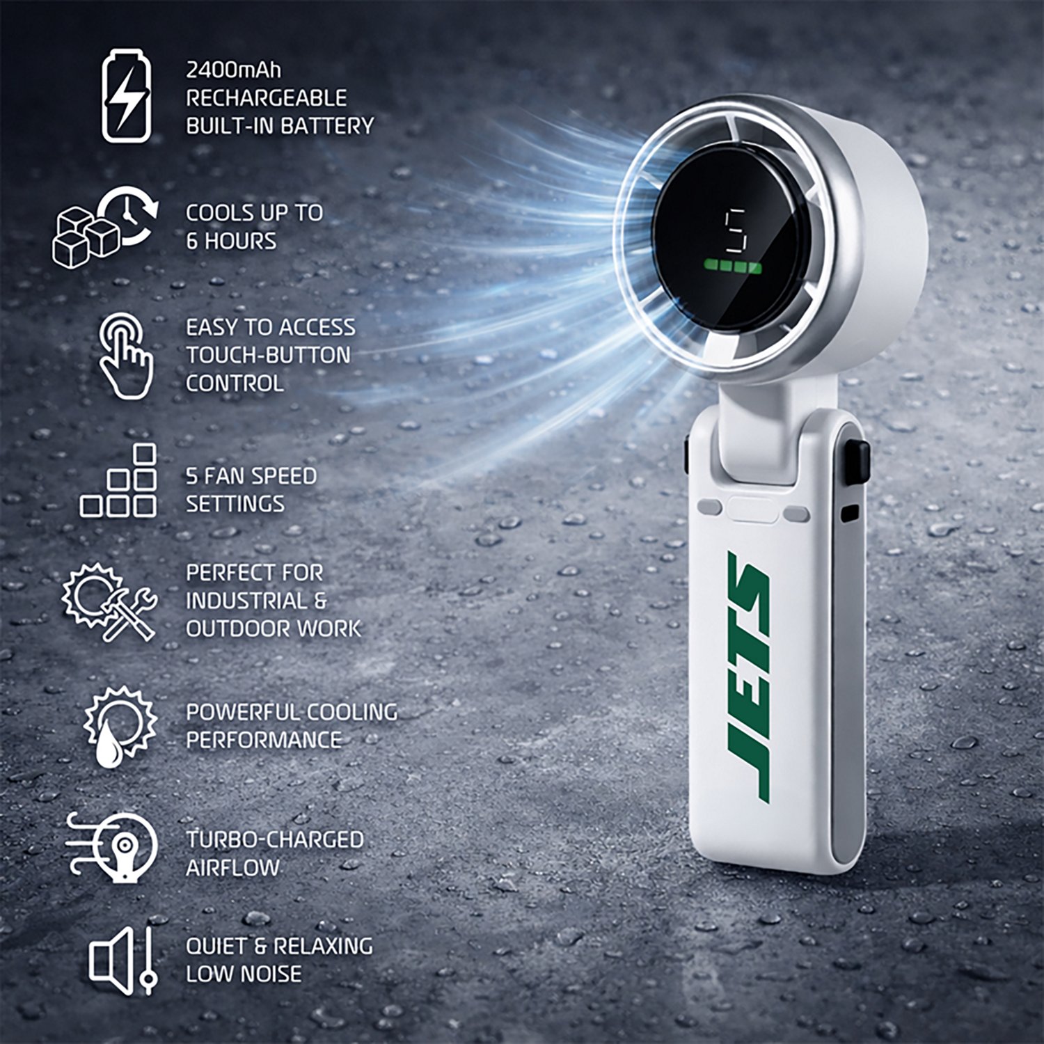 AlphaCool New York Jets Rechargeable Handheld Fan - view number 3